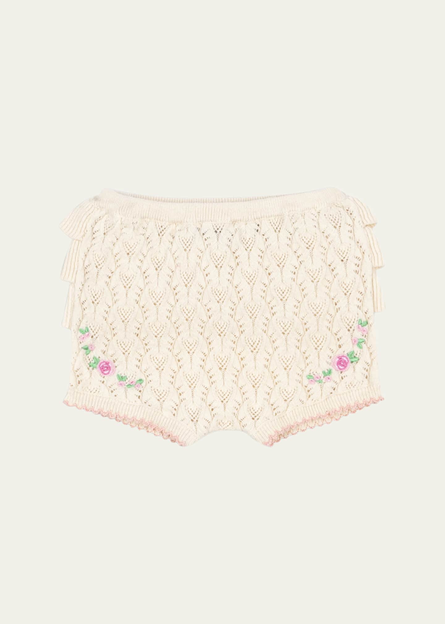Konges Slojd Girl's Rosier Embroidered Shorts, Size 3M-12M Image 1 of 3