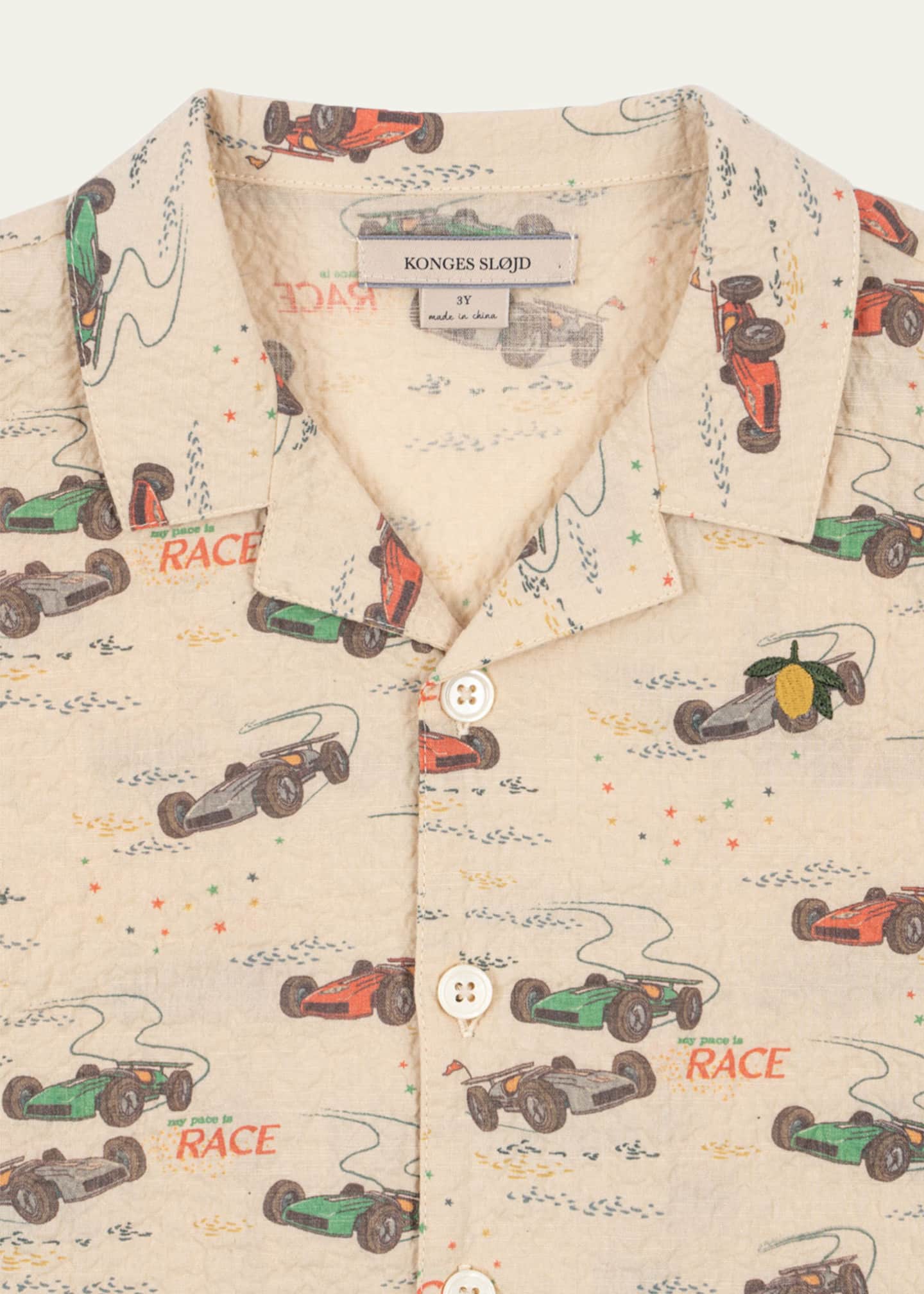 Konges Slojd Boy's Elliot Race Car Button Down Shirt, Size 18M-10 Image 2 of 2