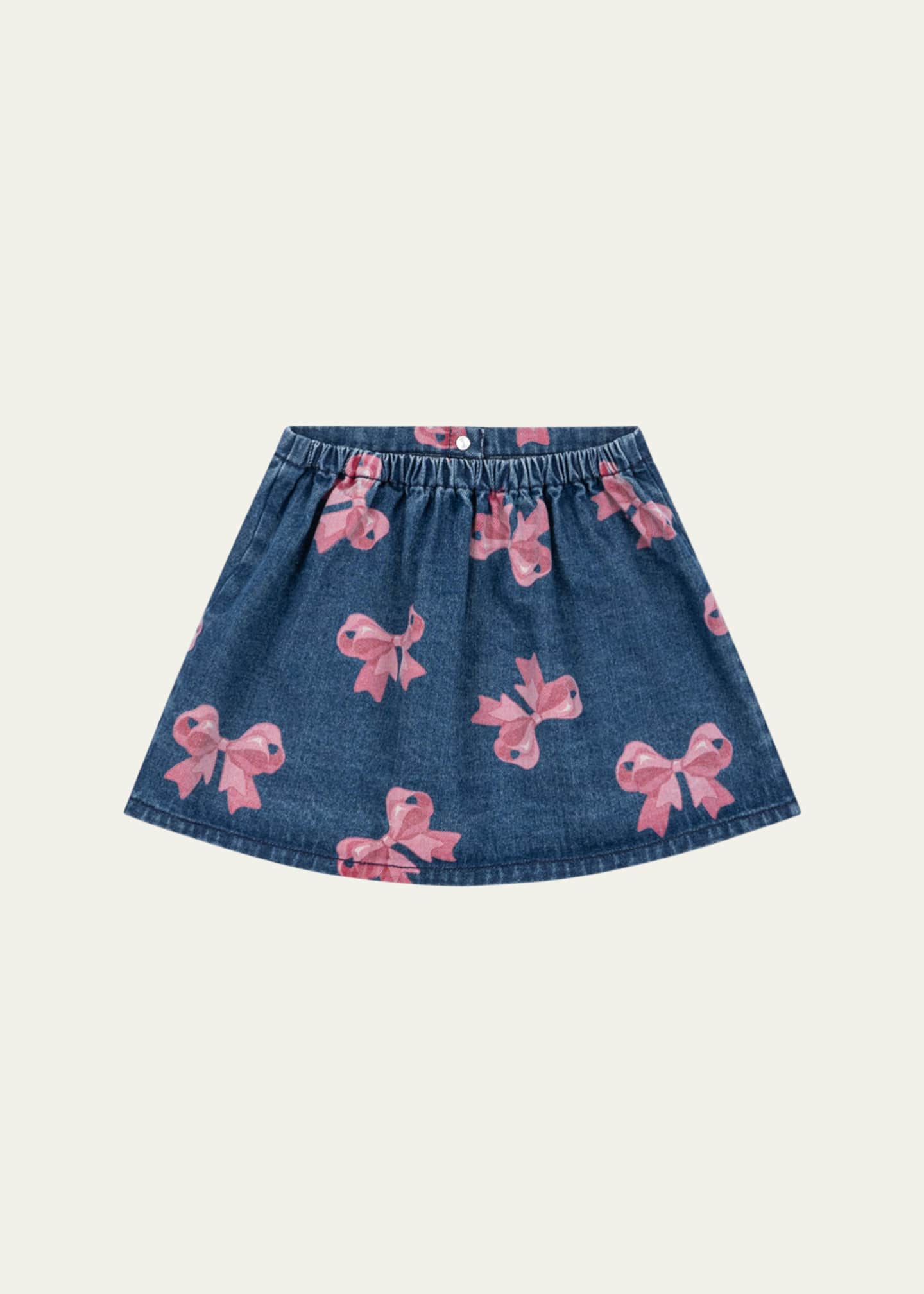 Konges Slojd Girl's Magot Denim Bow Print Skirt, Size 18M-10 Image 2 of 3