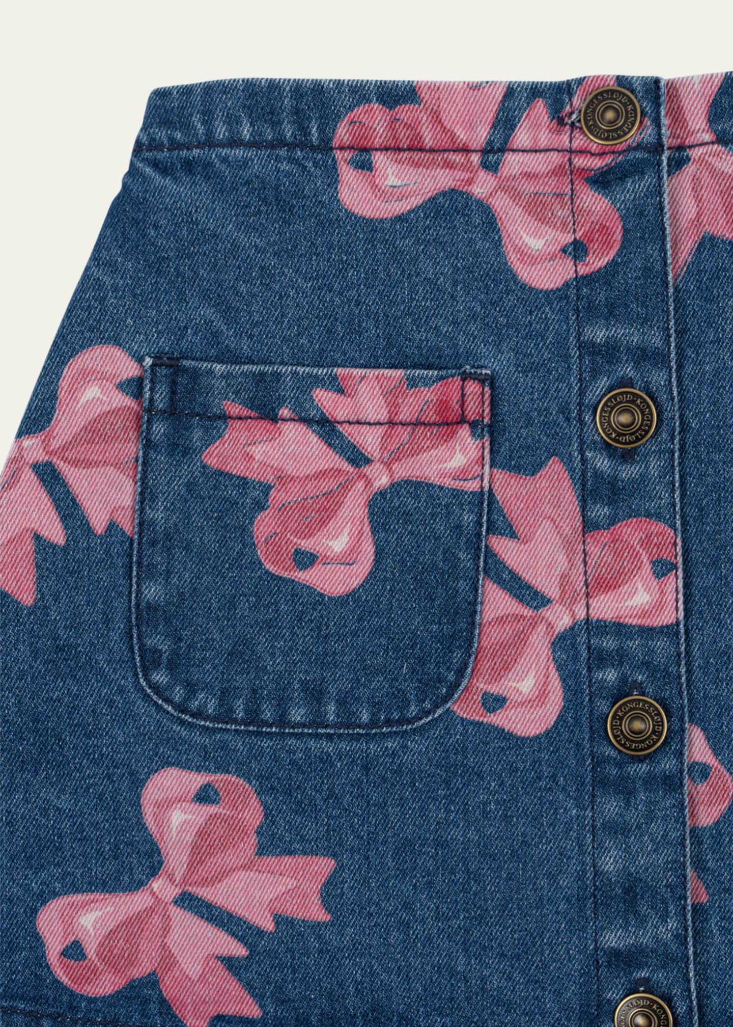 Konges Slojd Girl's Magot Denim Bow Print Skirt, Size 18M-10 Image 3 of 3