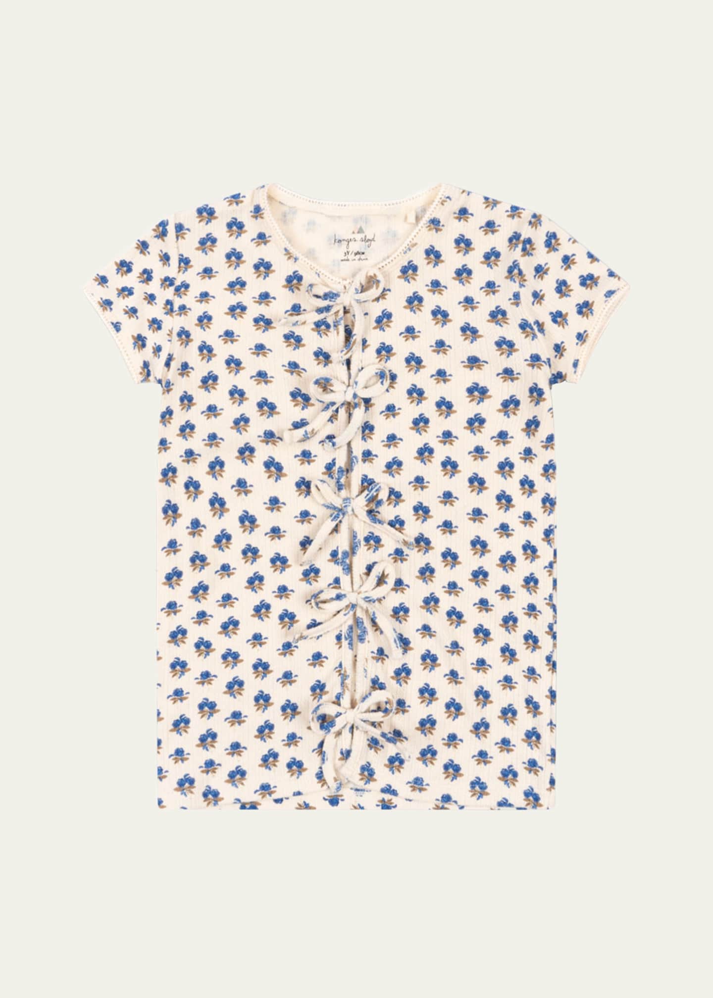 Konges Slojd Girl's Mulli Floral-Print Bow Shirt, Size 2-10 Image 1 of 3