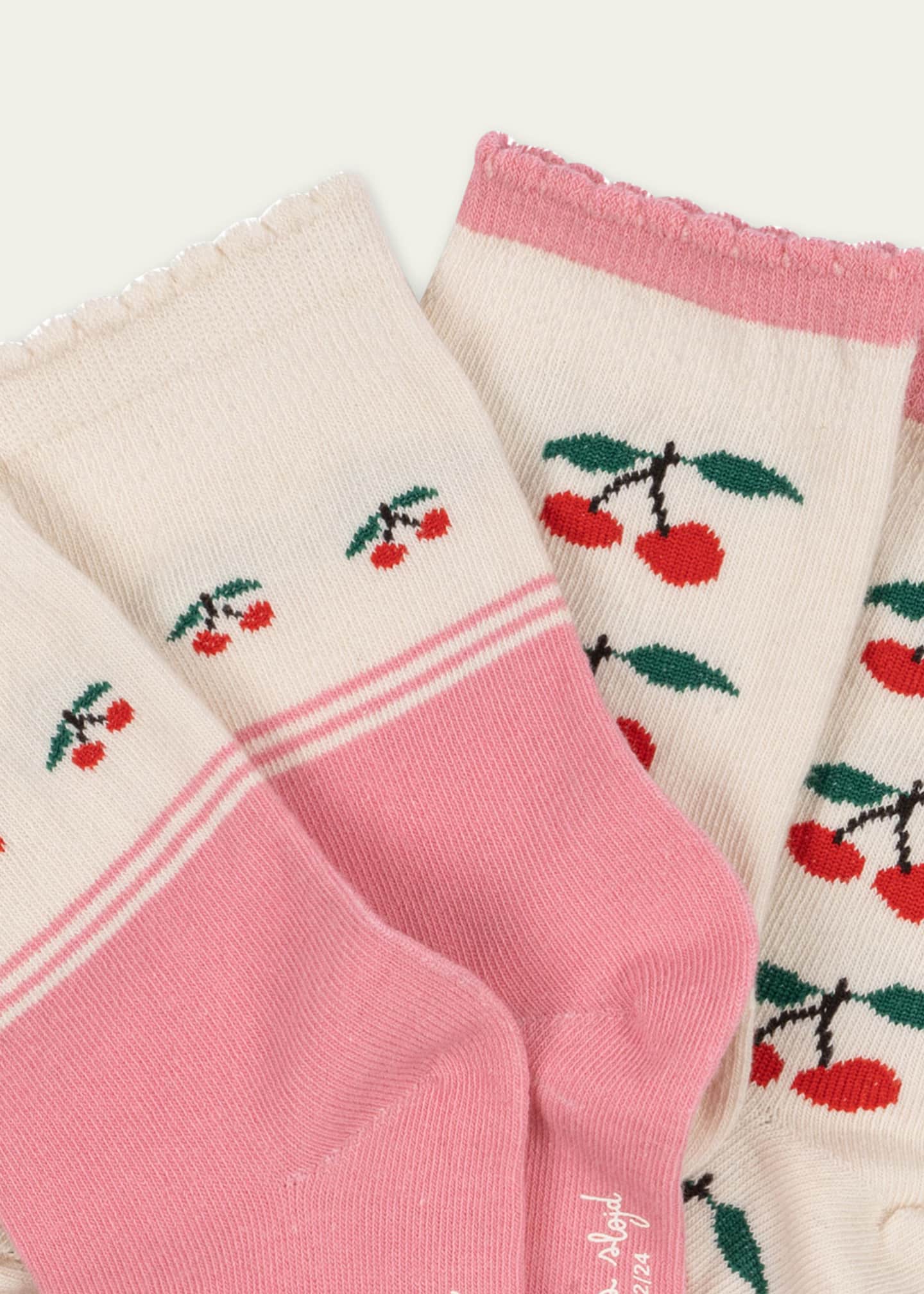 Konges Slojd Girl's Cherry Intarsia Socks, Size 6M-7Y Image 2 of 2