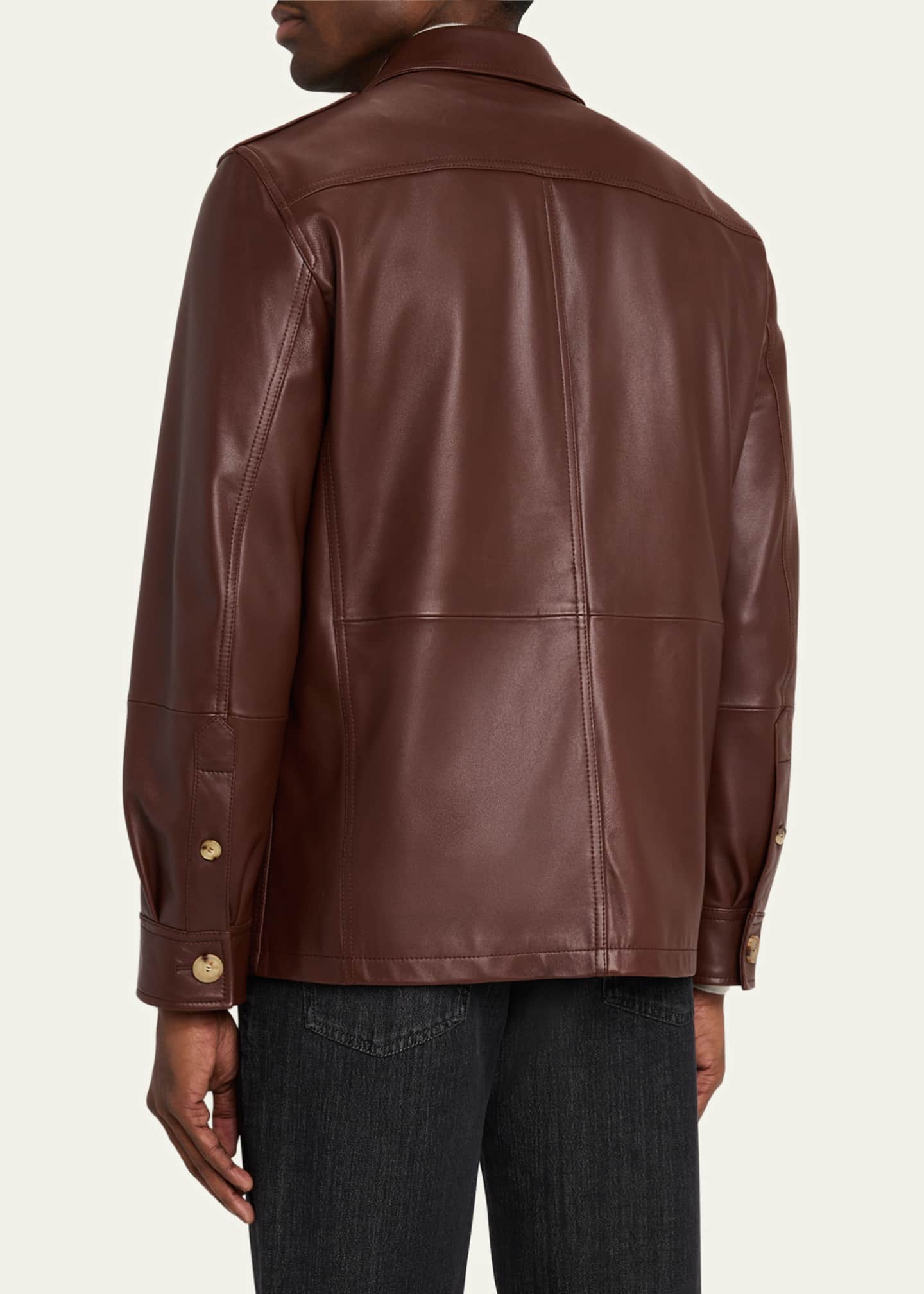 Brunello Cucinelli Men's Leather Safari Jacket Image 3 of 5