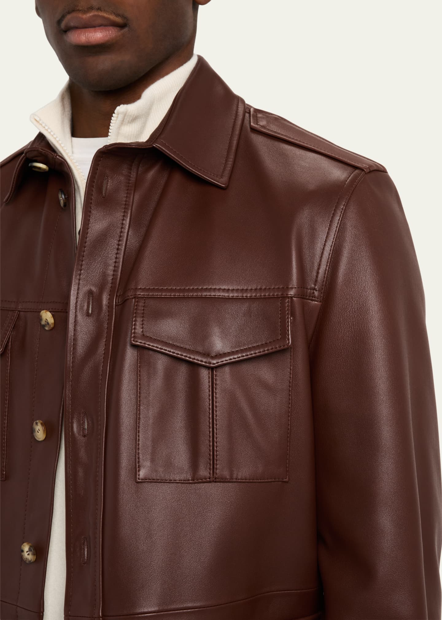 Brunello Cucinelli Men's Leather Safari Jacket Image 5 of 5