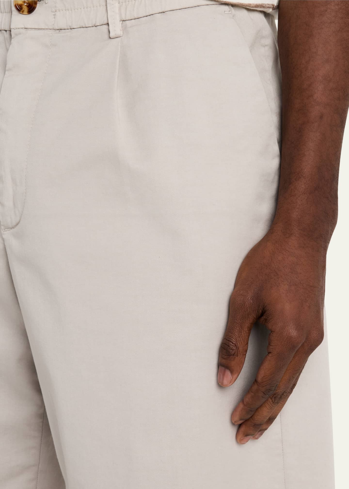Brunello Cucinelli Men's Pleated Stretch-Waistband Bermuda Shorts Image 5 of 5