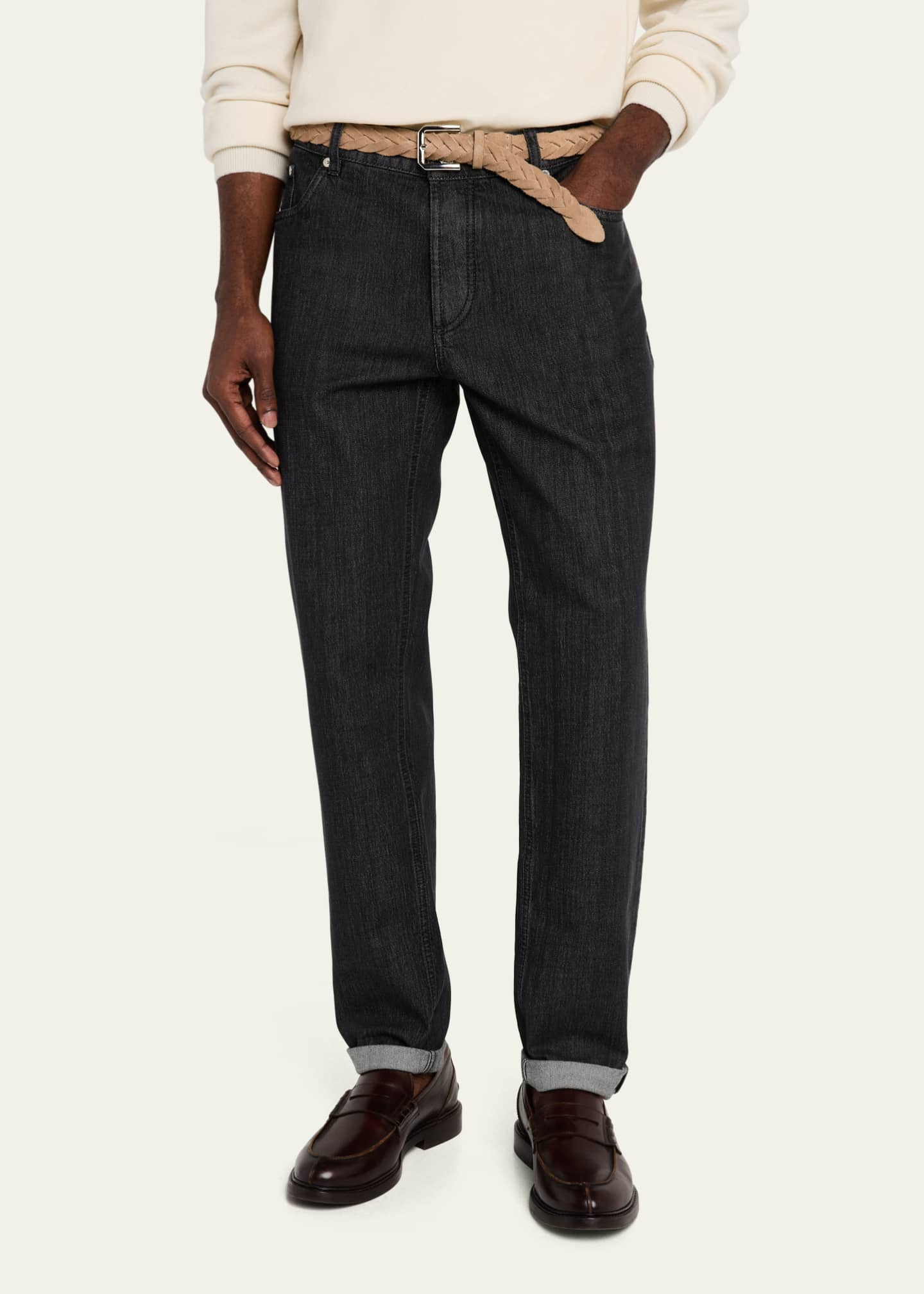 Brunello Cucinelli Men's Traditional Fit Five-Pocket Jeans Image 3 of 3