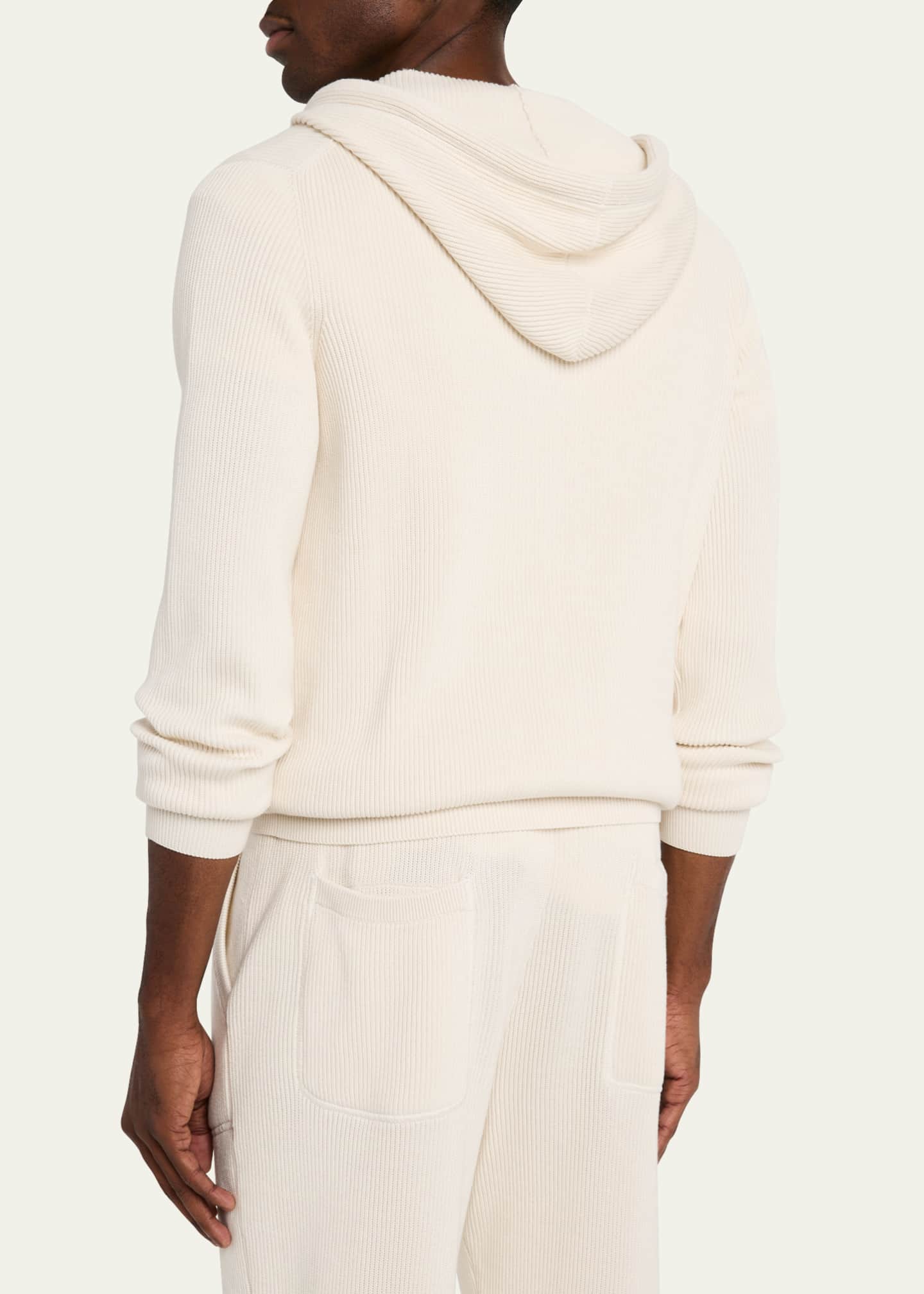 Brunello Cucinelli Men's Ribbed Full-Zip Hoodie Image 3 of 5