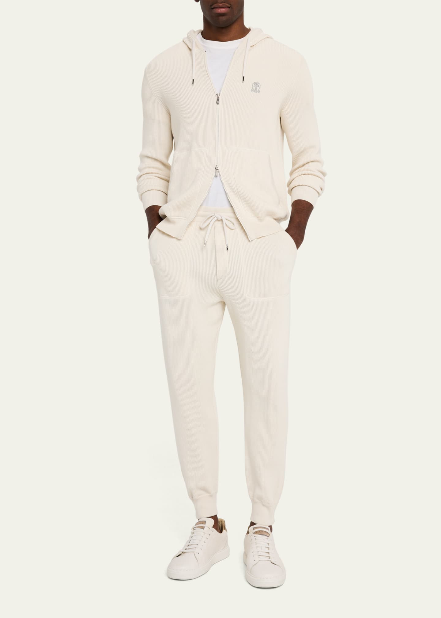 Brunello Cucinelli Men's Ribbed Cotton Sweatpants Image 2 of 5