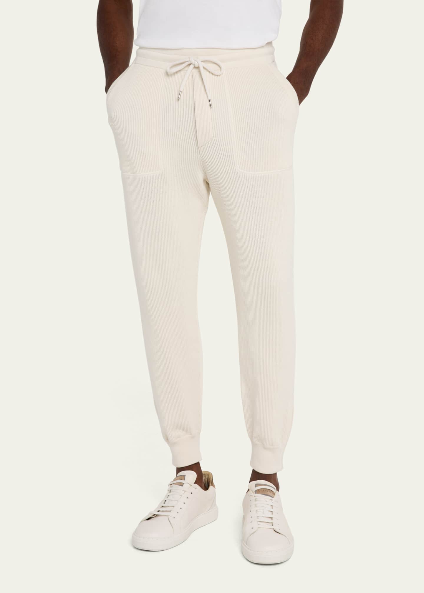 Brunello Cucinelli Men's Ribbed Cotton Sweatpants Image 4 of 5
