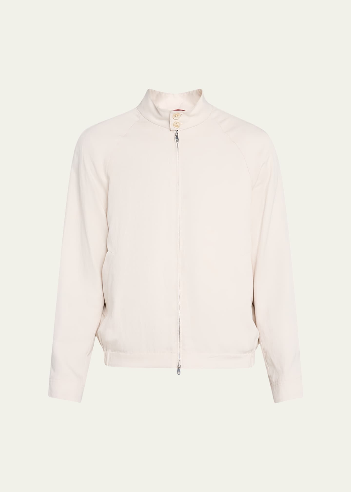 Brunello Cucinelli Men's Linen and Silk Full-Zip Bomber Jacket Image 1 of 5