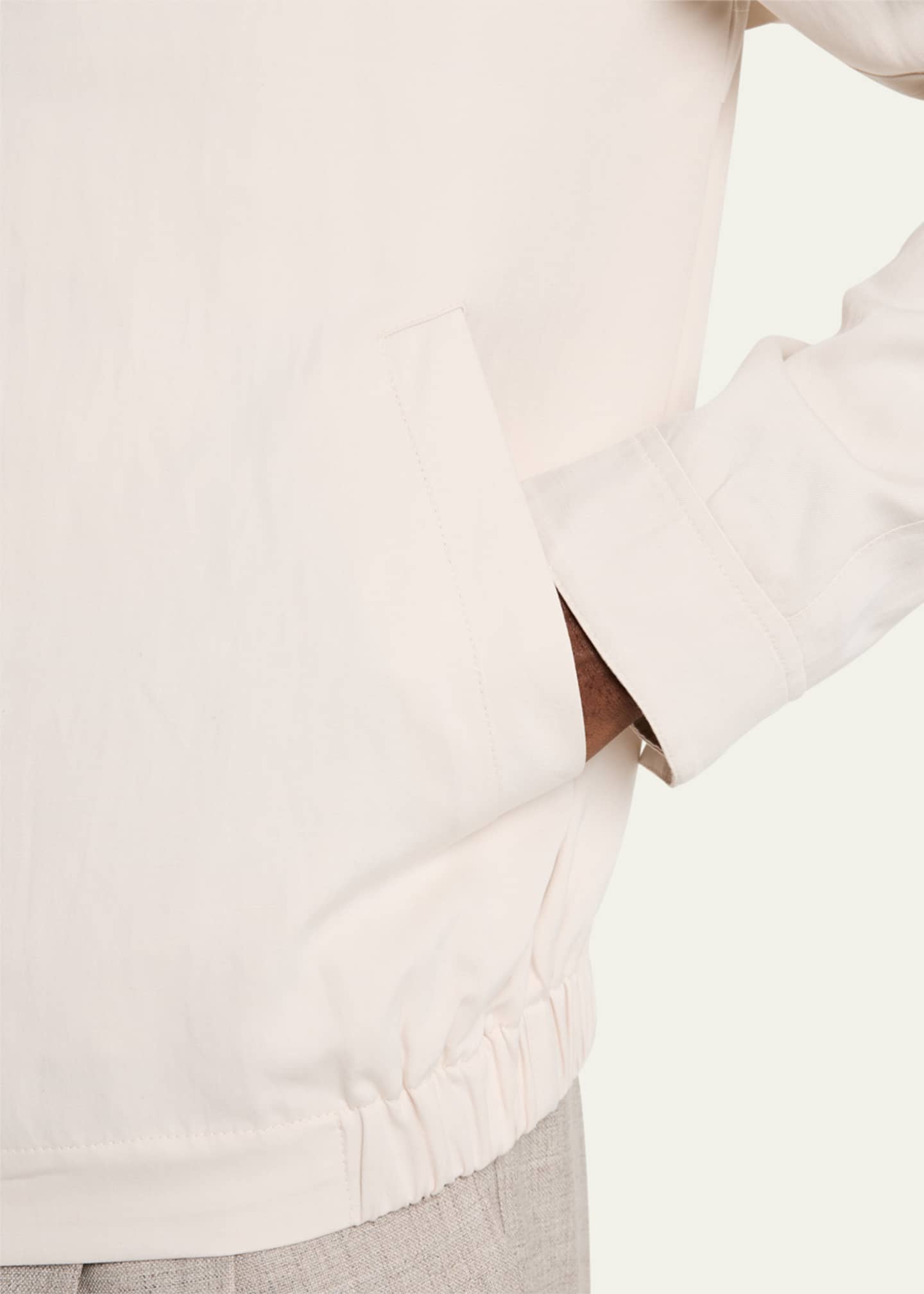 Brunello Cucinelli Men's Linen and Silk Full-Zip Bomber Jacket Image 5 of 5