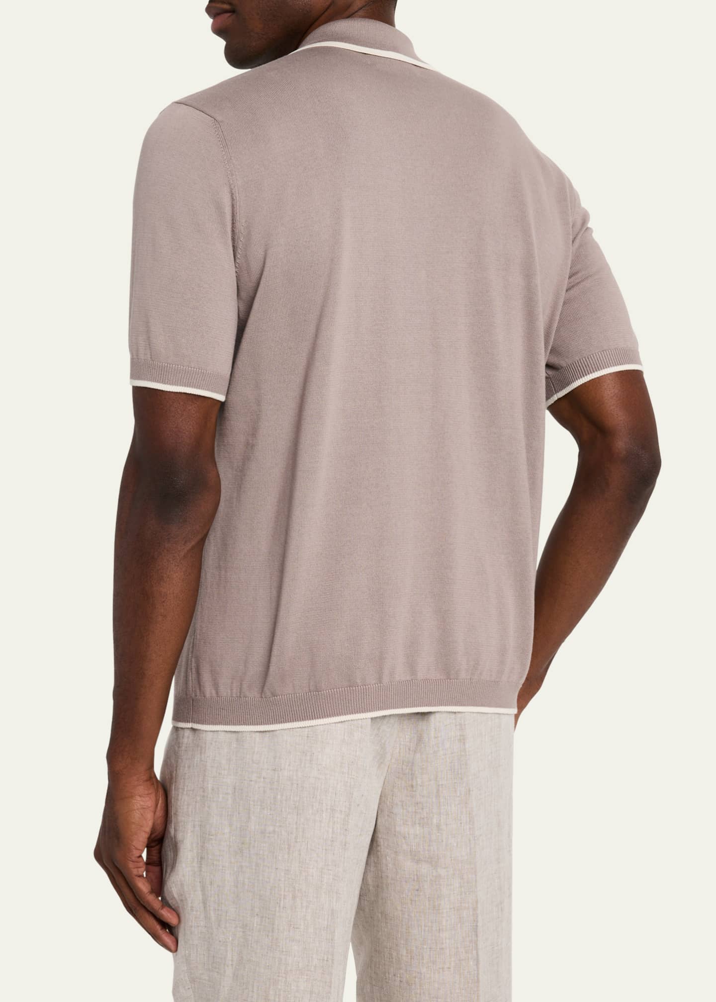 Brunello Cucinelli Men's Cotton Textured Short-Sleeve Sweater Image 3 of 5