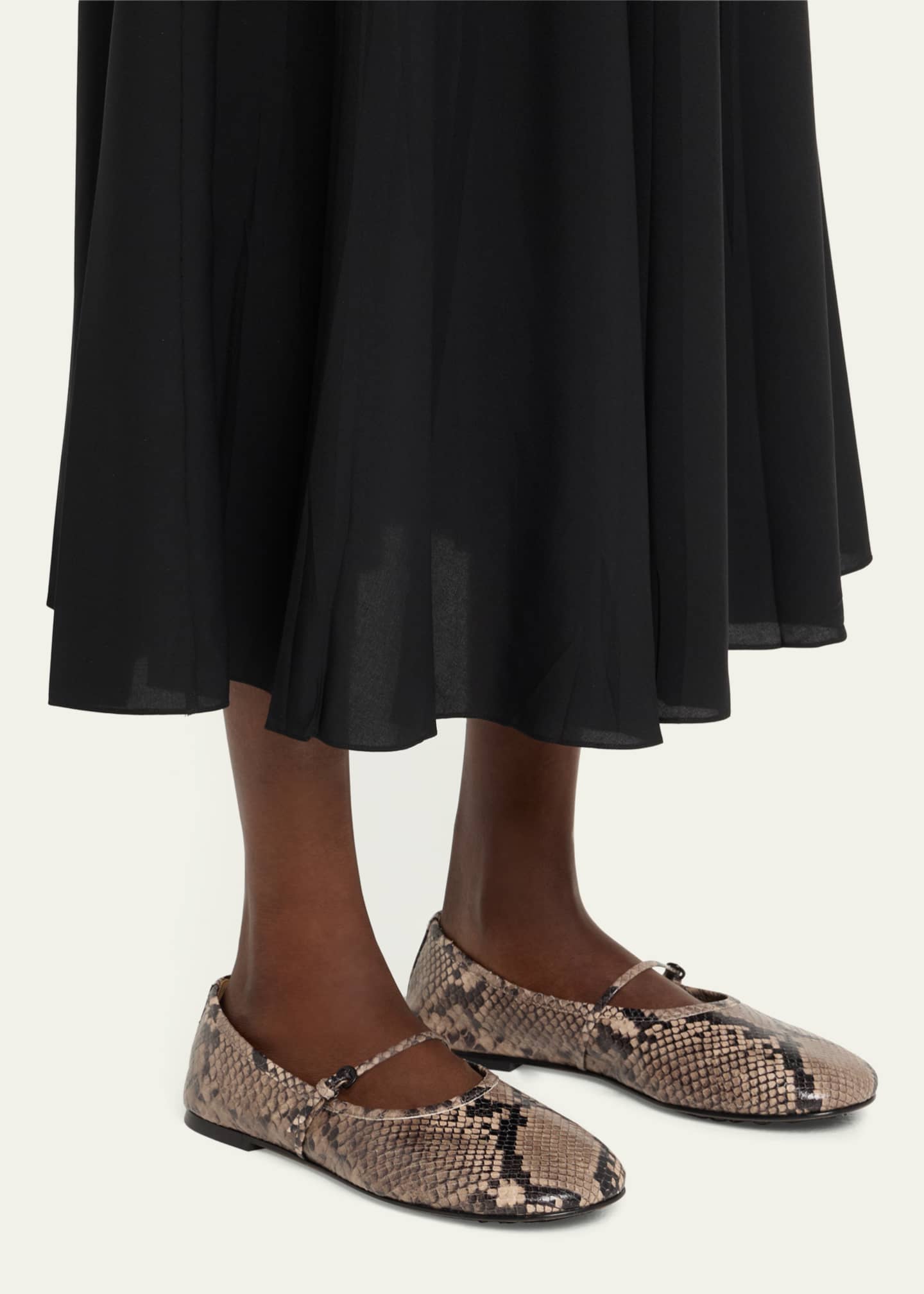 Dear Frances Winter Balla Snakeskin-Print Leather Ballet Flats Image 2 of 3