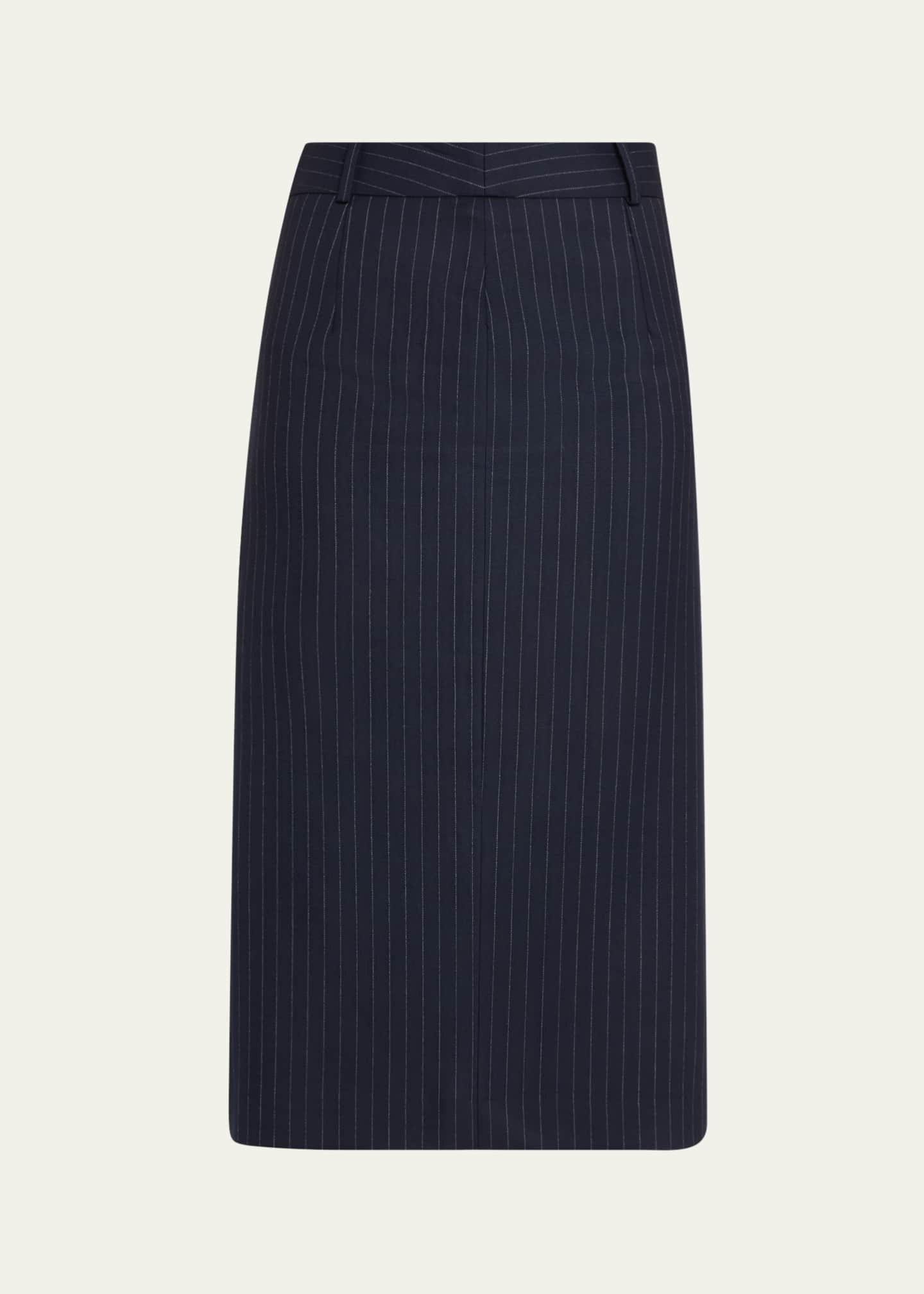 Pinstripe Long Pencil Skirt