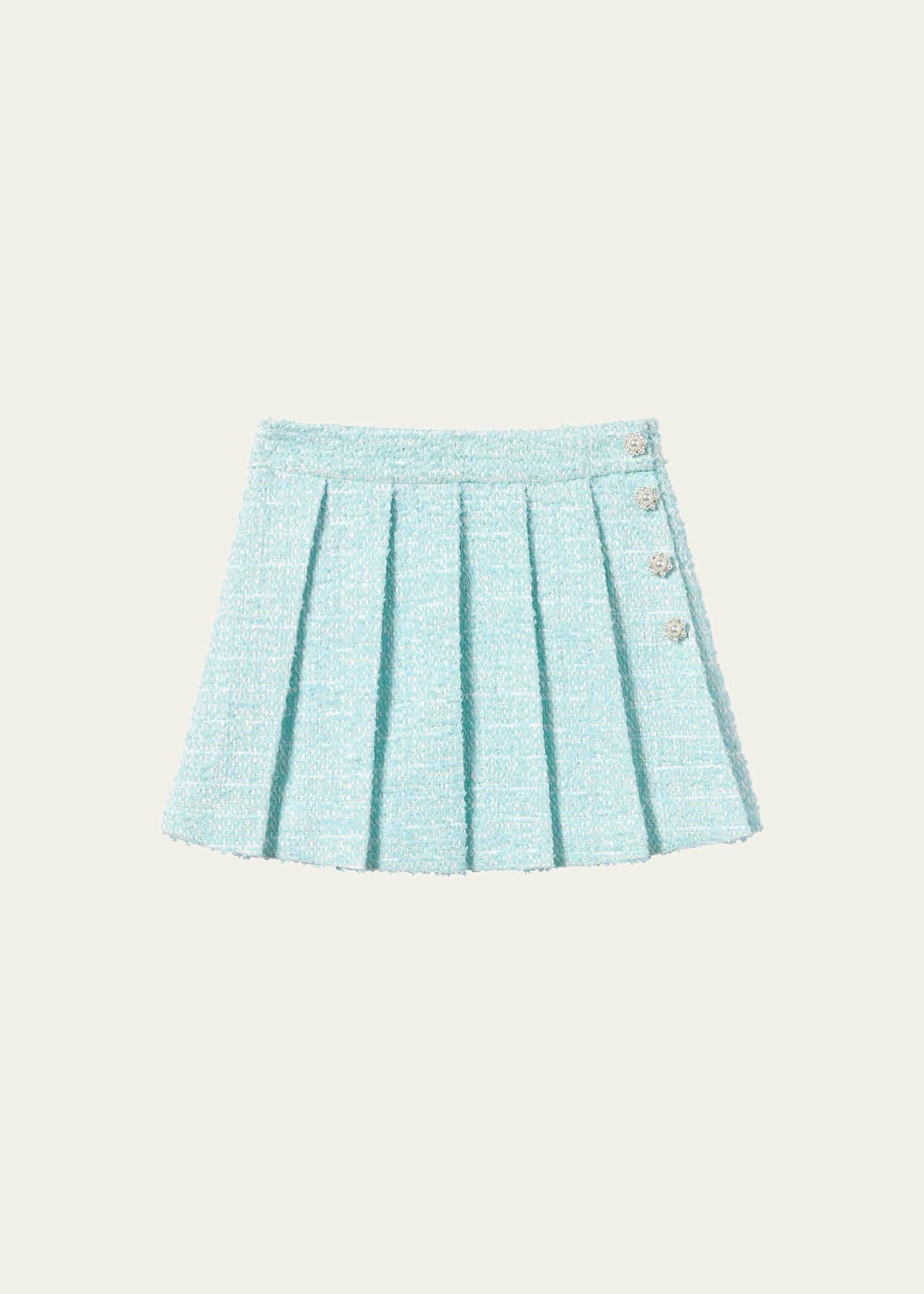 Self-Portrait Girl's Boucle Pleated Skirt, Size 3T-12 Image 1 of 2
