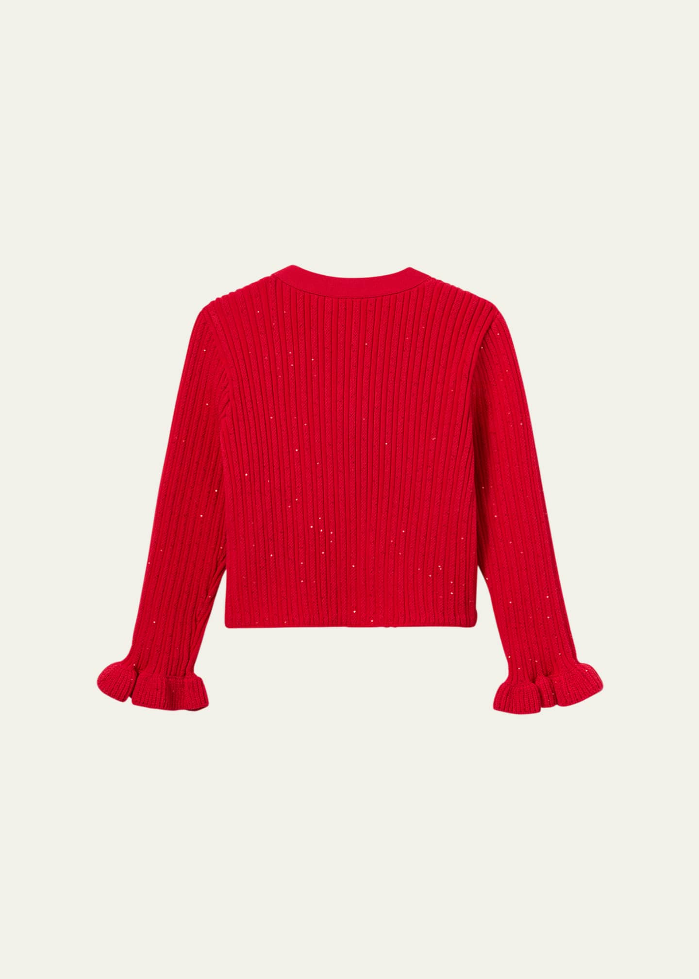 Self Portrait Kids Ribbed Knit Cardigan in Red Size 6 7