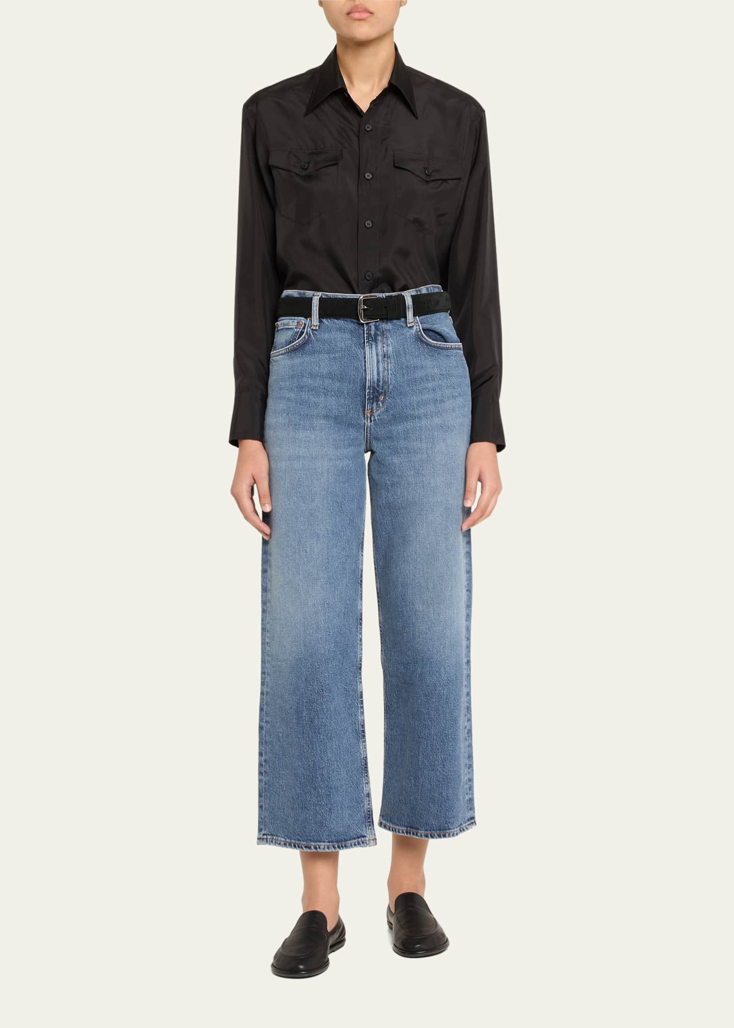 Silk Button-Front Shirt