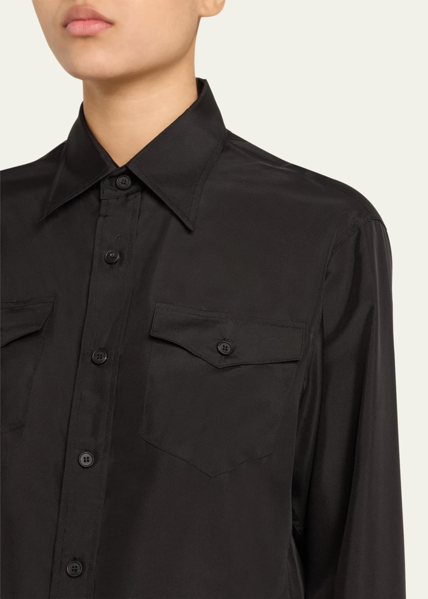 Silk Button-Front Shirt