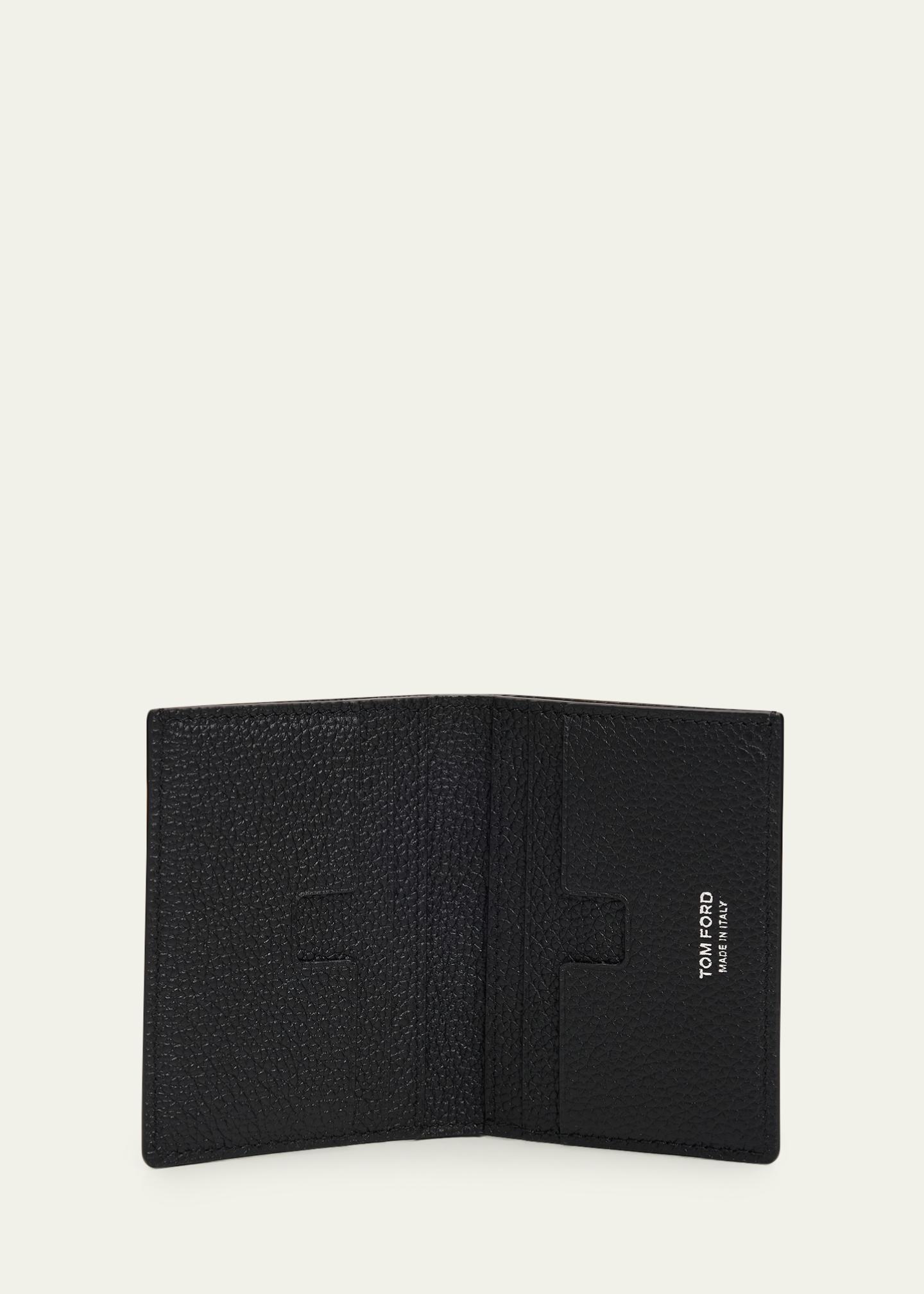 TOM FORD Men's Grained Leather T Line Bifold Card Holder - Bergdorf Goodman