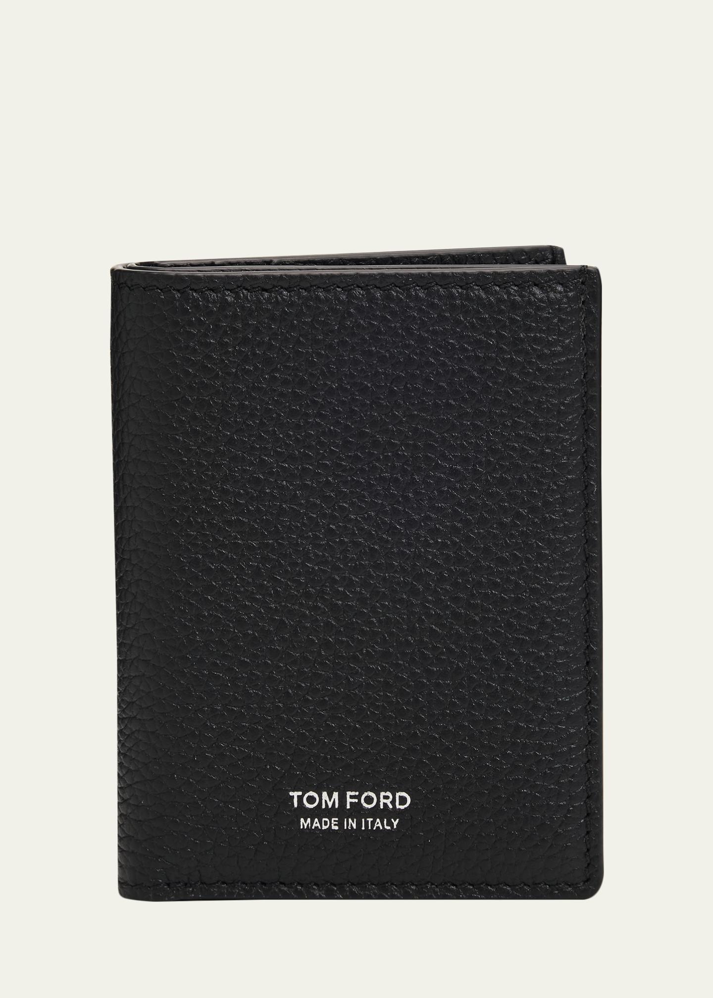 TOM FORD Men's Grained Leather T Line Bifold Card Holder - Bergdorf Goodman