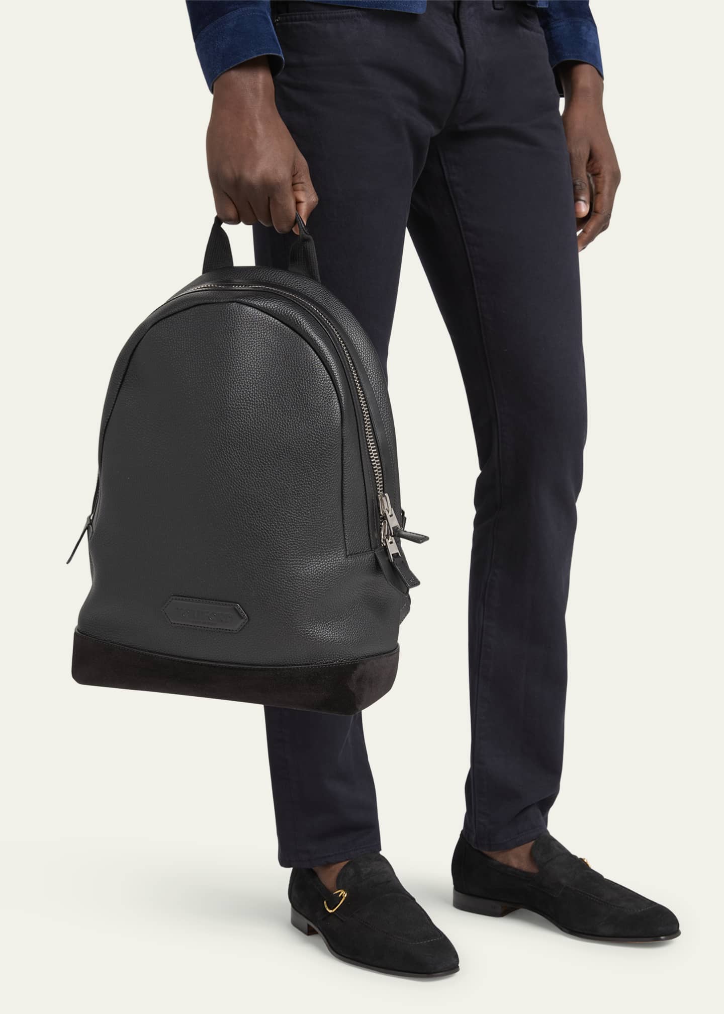 TOM FORD Men's Large Grained Leather Backpack Image 2 of 5