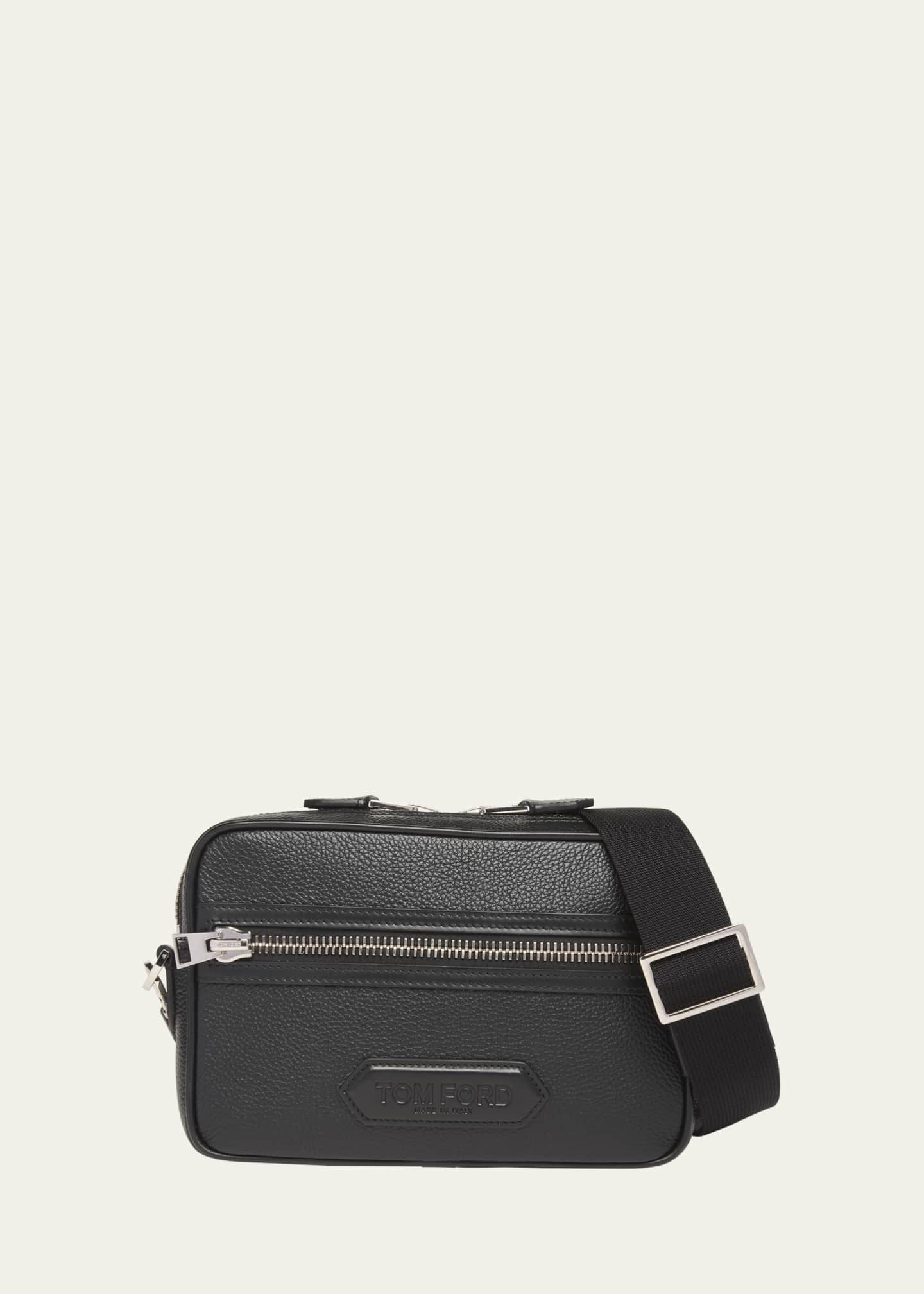 TOM FORD Men's Small Leather Crossbody Bag with Webbing Strap Image 1 of 5