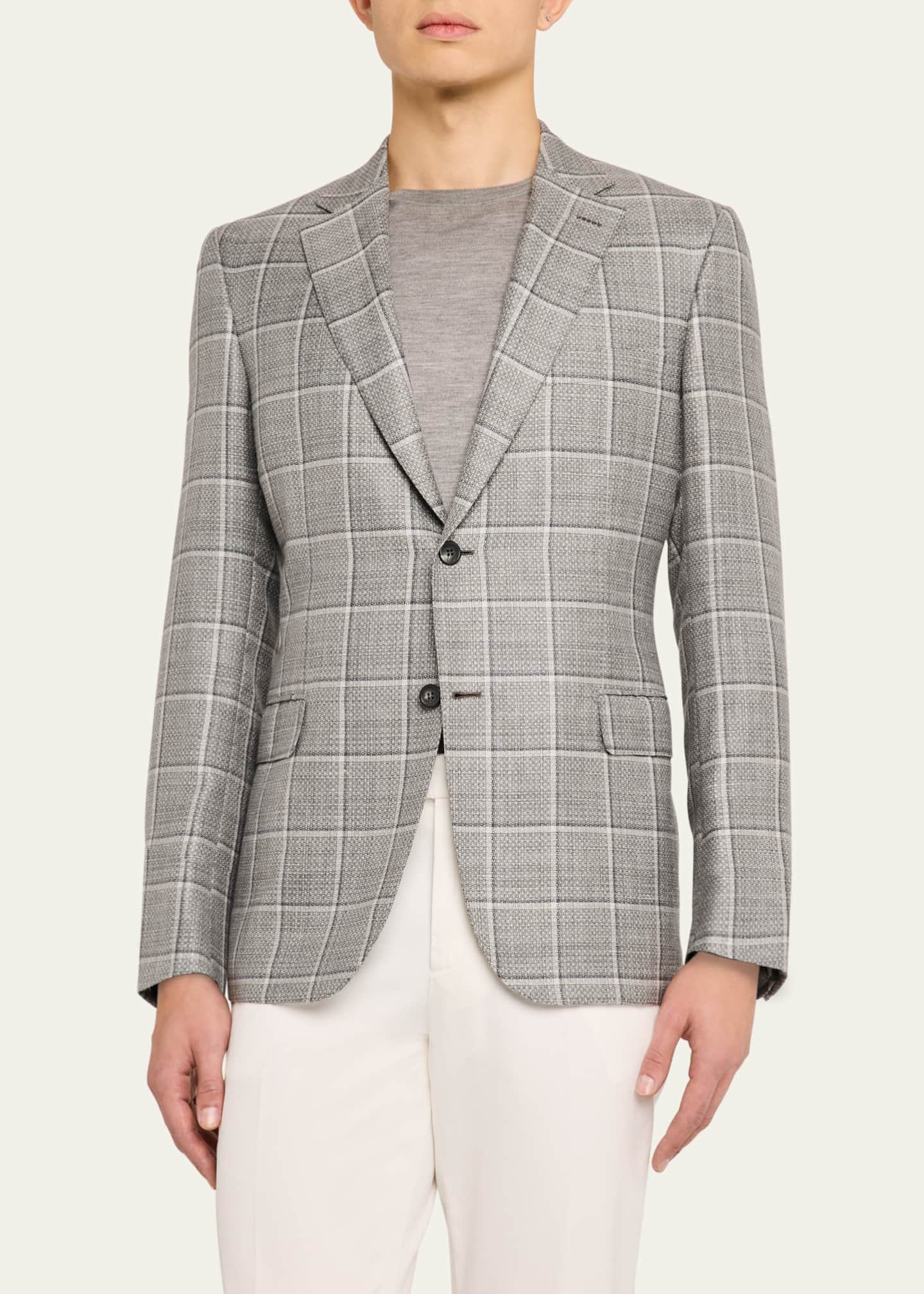Brioni Men's Cashmere-Blend Plaid Sport Coat Image 4 of 8