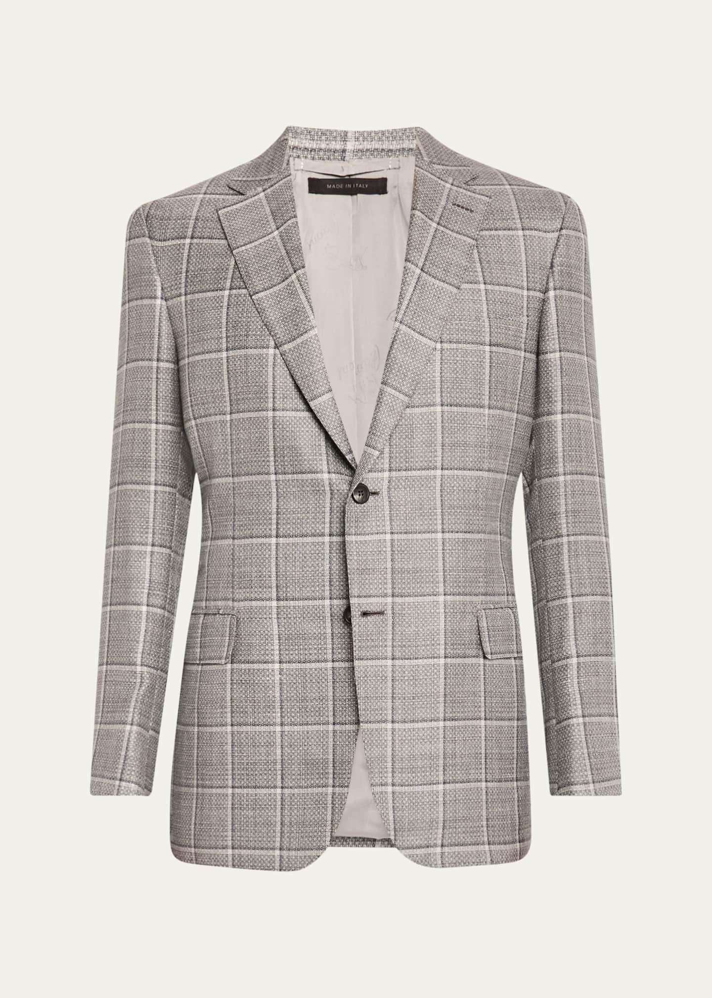 Brioni Men's Cashmere-Blend Plaid Sport Coat Image 1 of 8