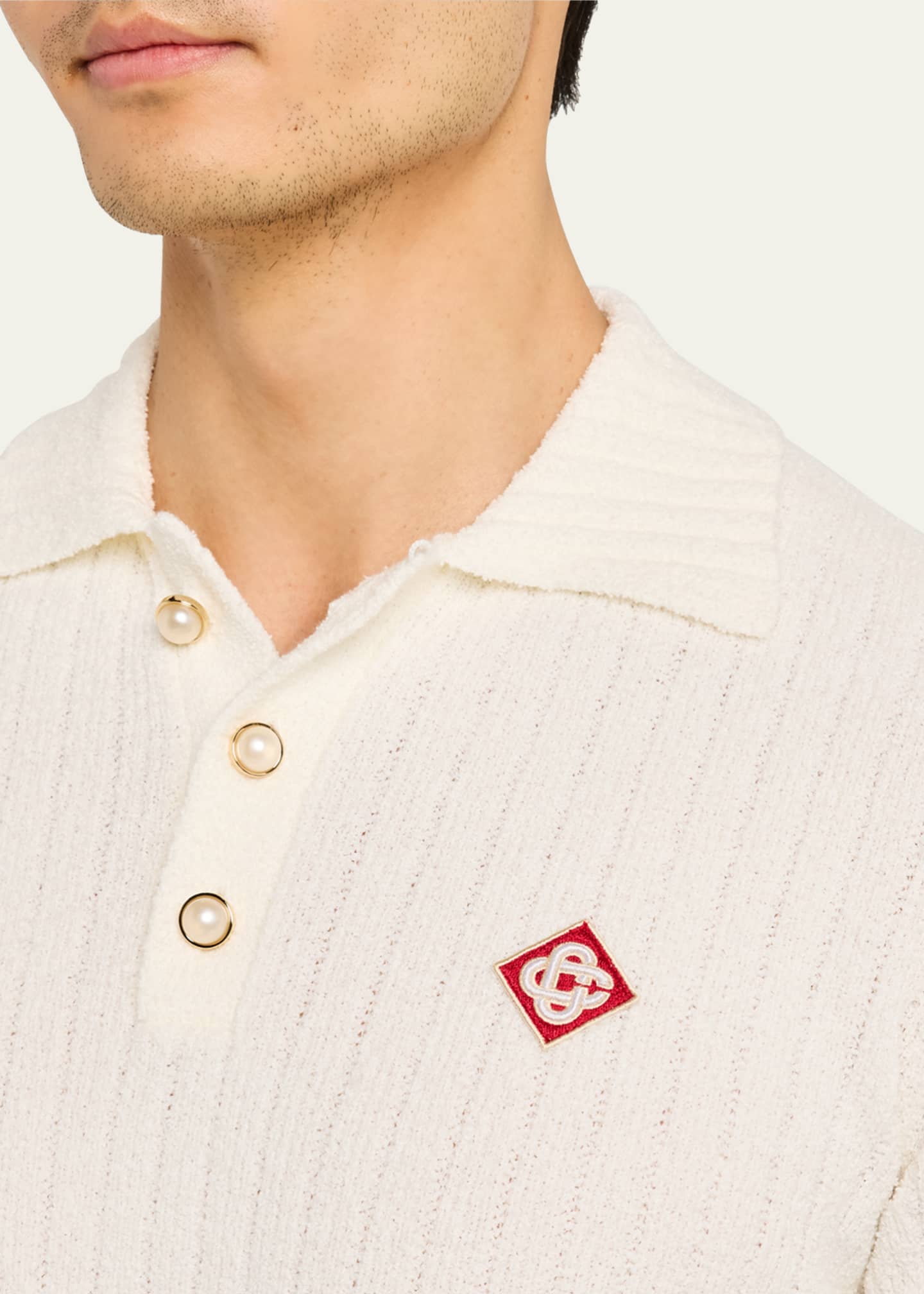 CASABLANCA Men's Boucle Polo Shirt - Bergdorf Goodman