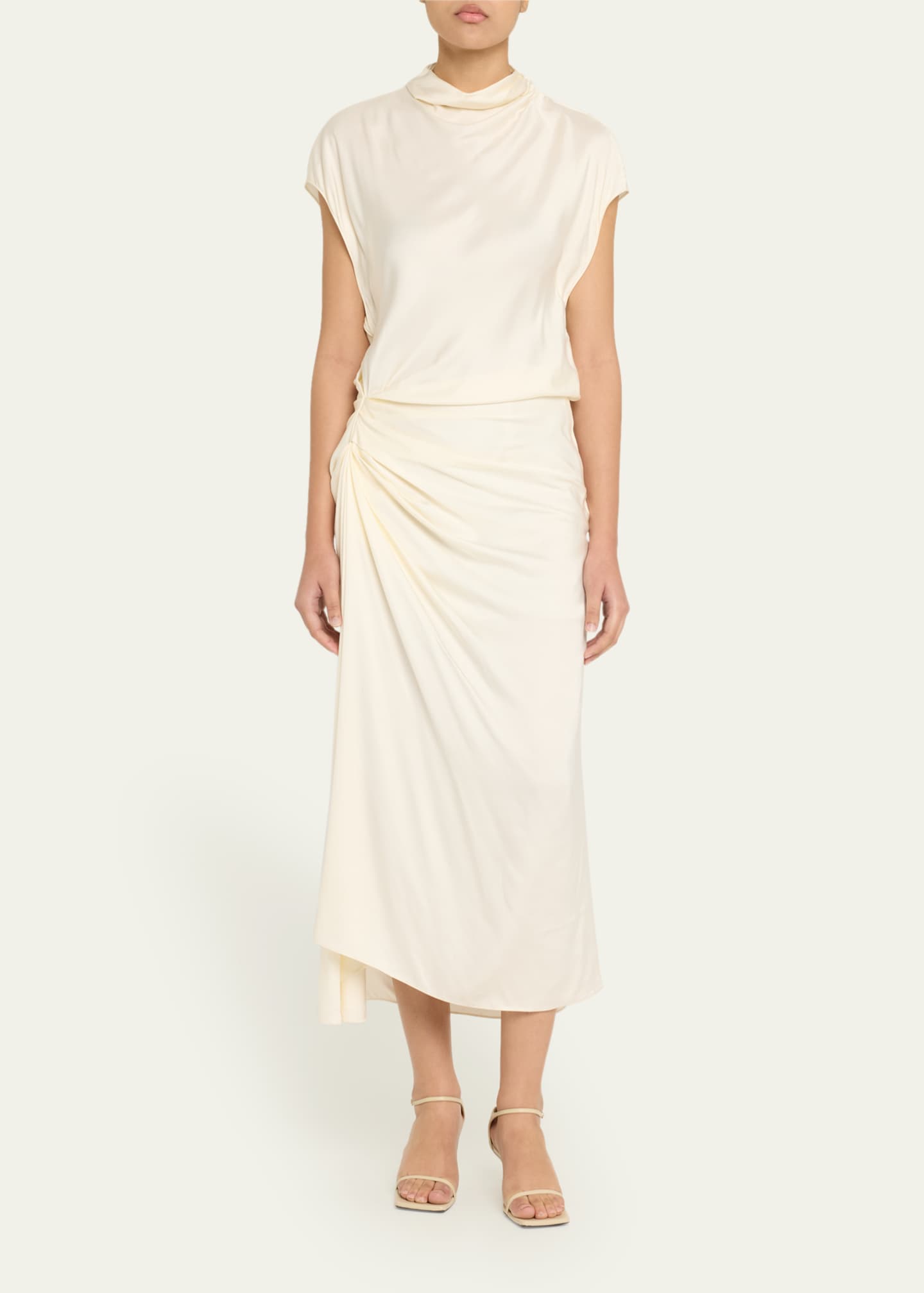 A.L.C. Alma Draped Satin Midi Dress Image 2 of 5