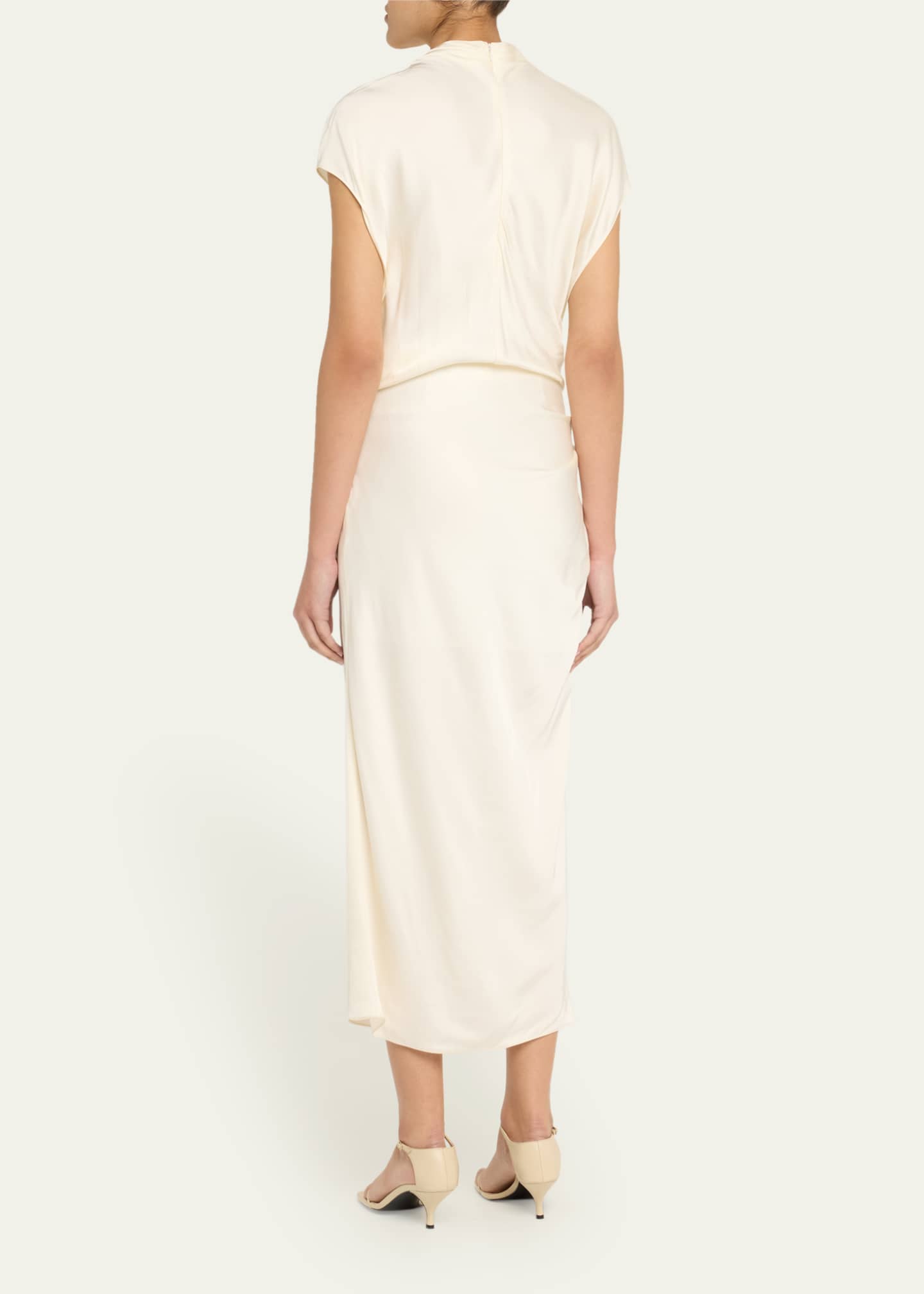 A.L.C. Alma Draped Satin Midi Dress Image 3 of 5