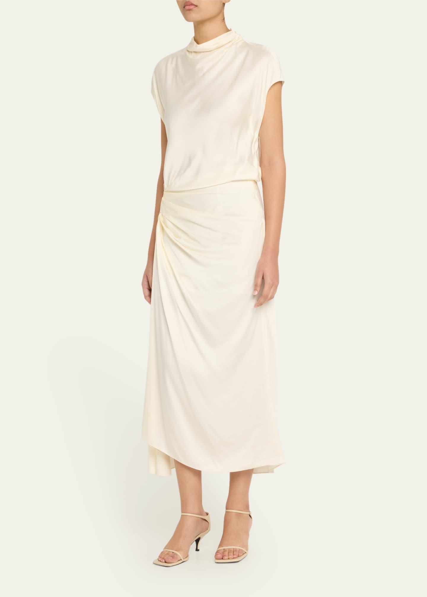A.L.C. Alma Draped Satin Midi Dress Image 4 of 5
