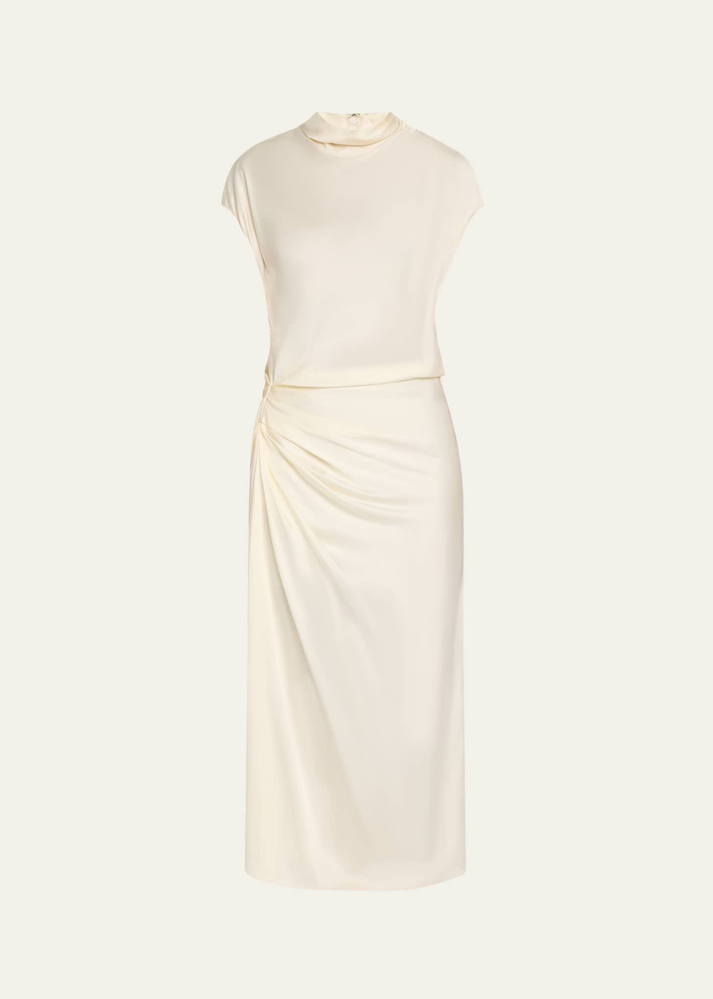 A.L.C. Alma Draped Satin Midi Dress Image 1 of 5