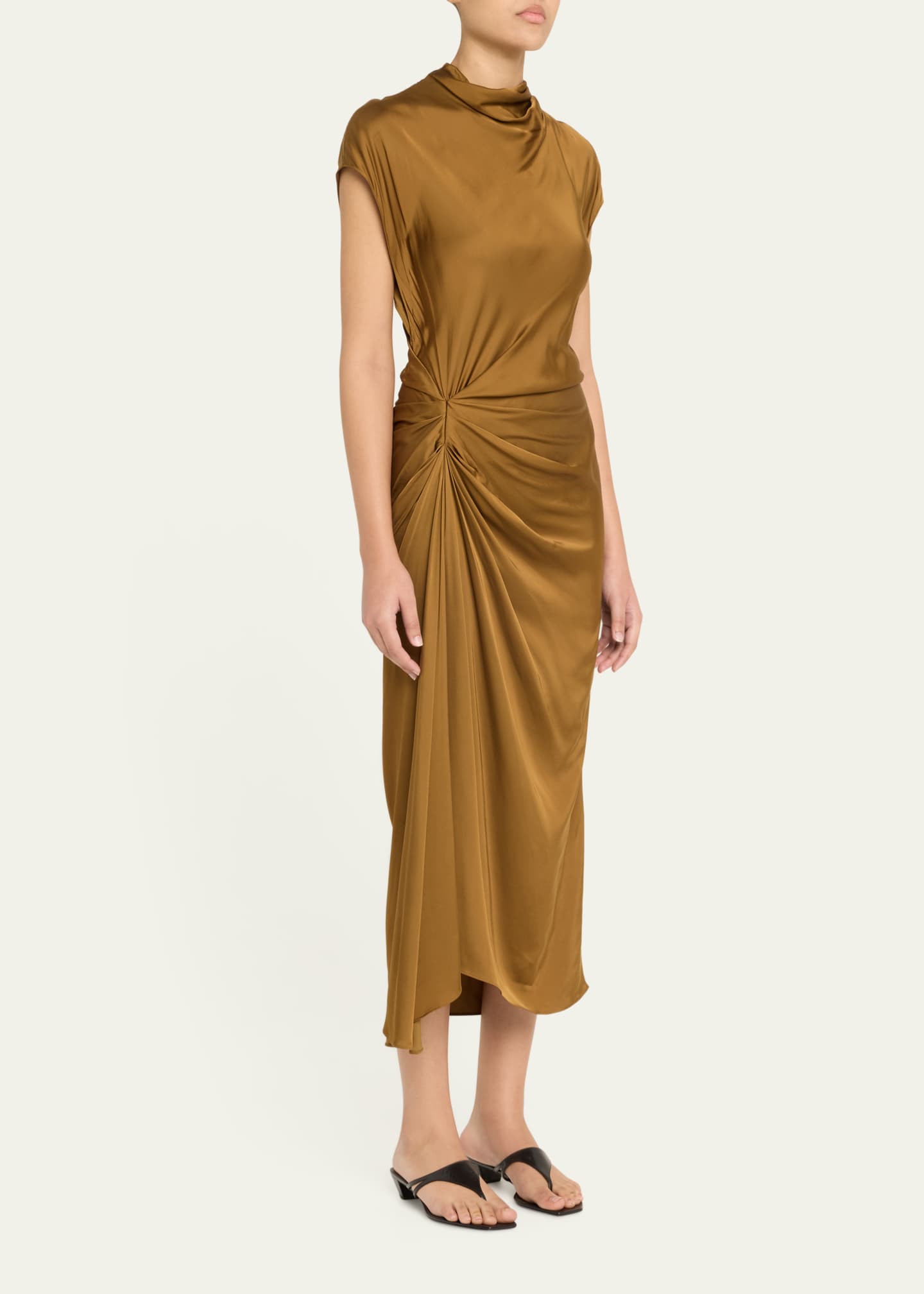 A.L.C. Alma Draped Satin Midi Dress Image 4 of 5