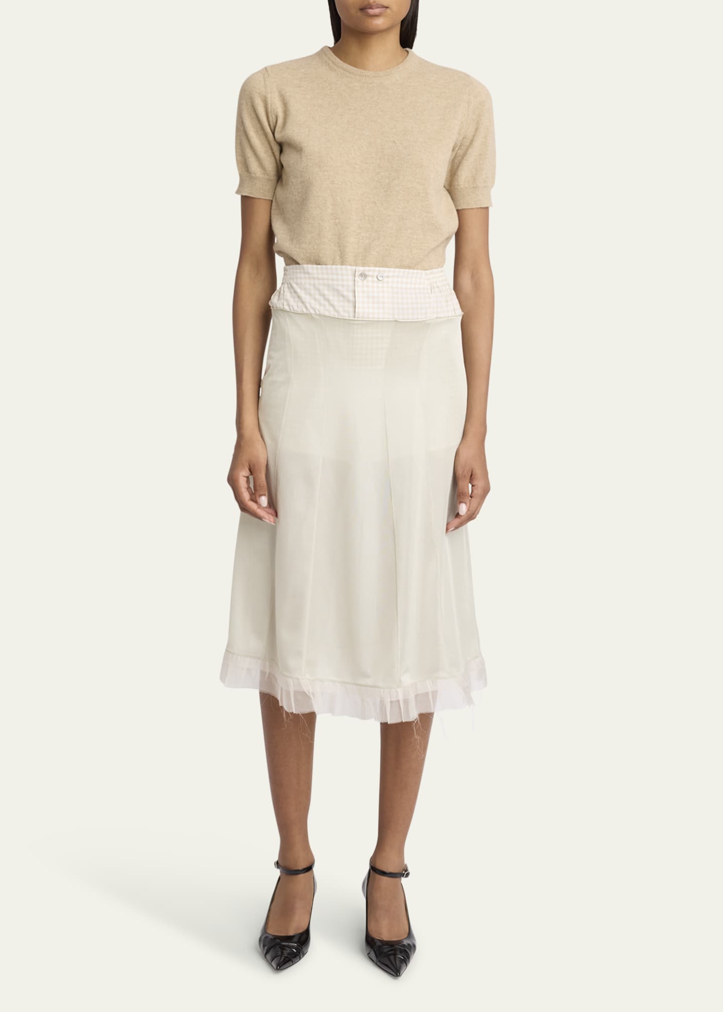 Maison Margiela Check Hybrid Midi Skirt Image 2 of 5