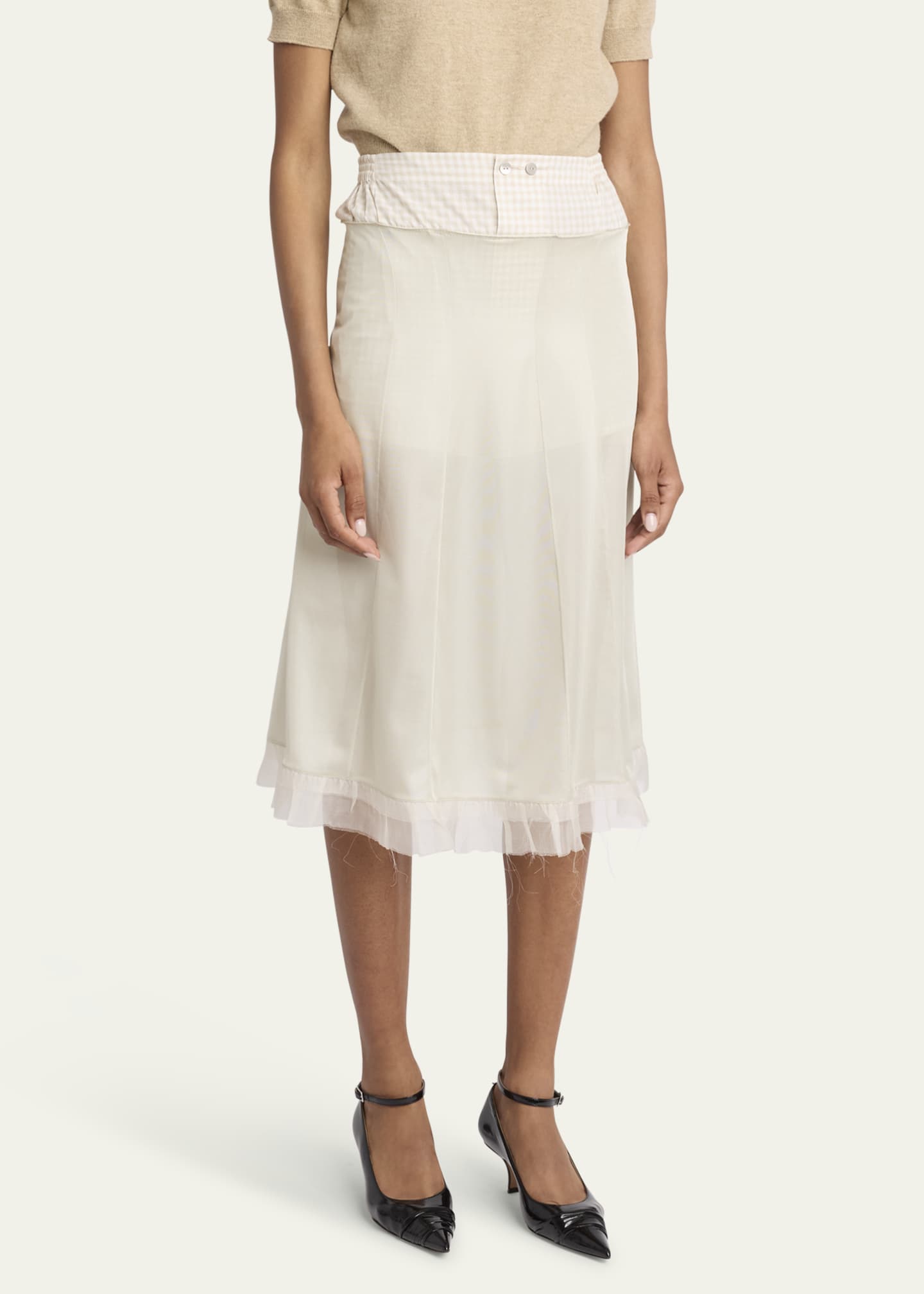 Maison Margiela Check Hybrid Midi Skirt Image 4 of 5