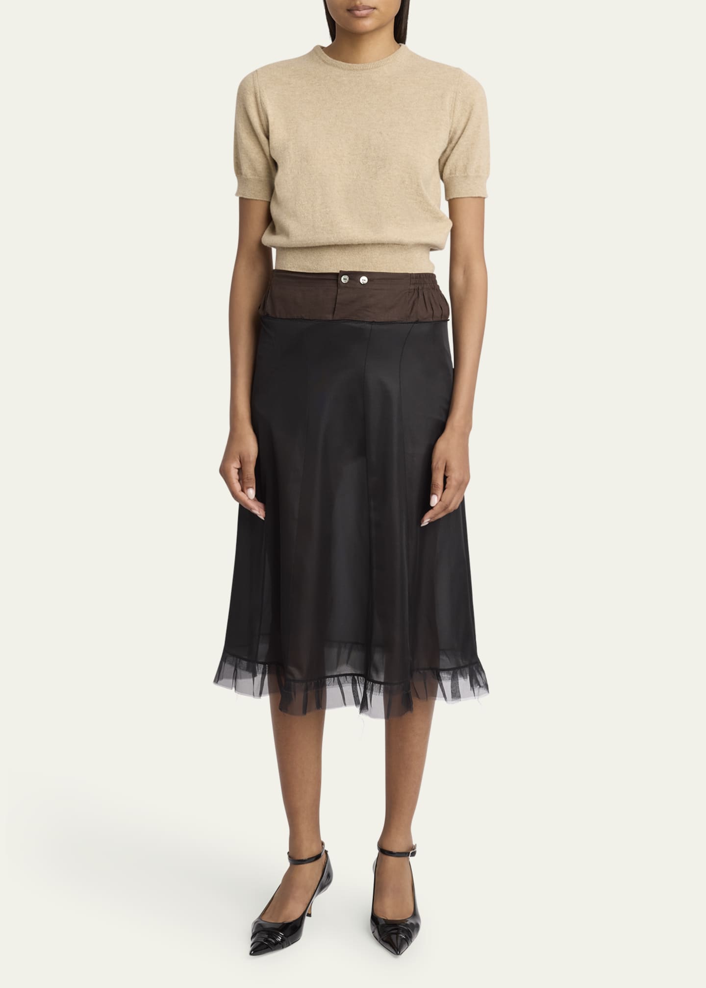 Maison Margiela Hybrid Colorblock Midi Skirt Image 2 of 5