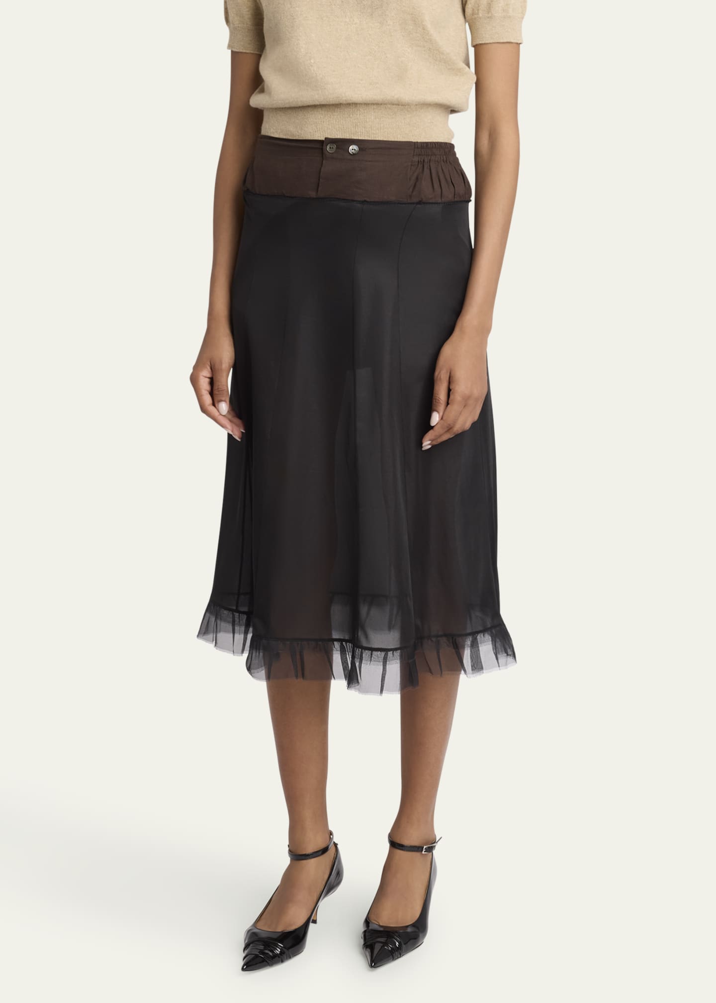 Maison Margiela Hybrid Colorblock Midi Skirt Image 4 of 5