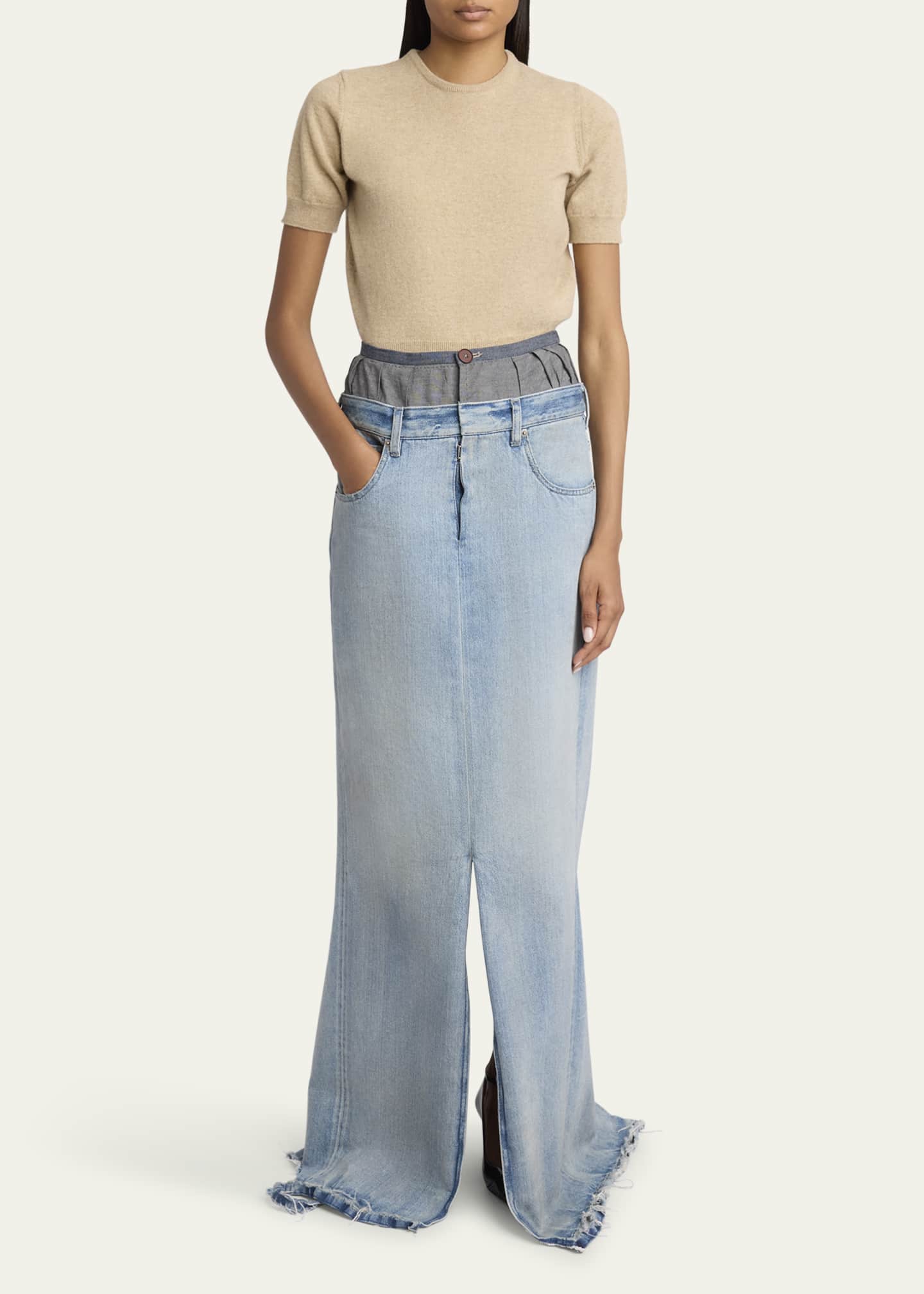 Maison Margiela Long Hybrid Denim Skirt Image 2 of 5