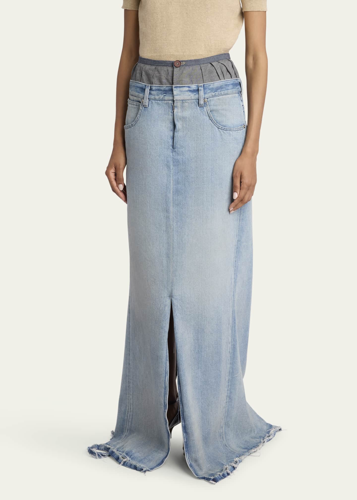 Maison Margiela Long Hybrid Denim Skirt Image 4 of 5