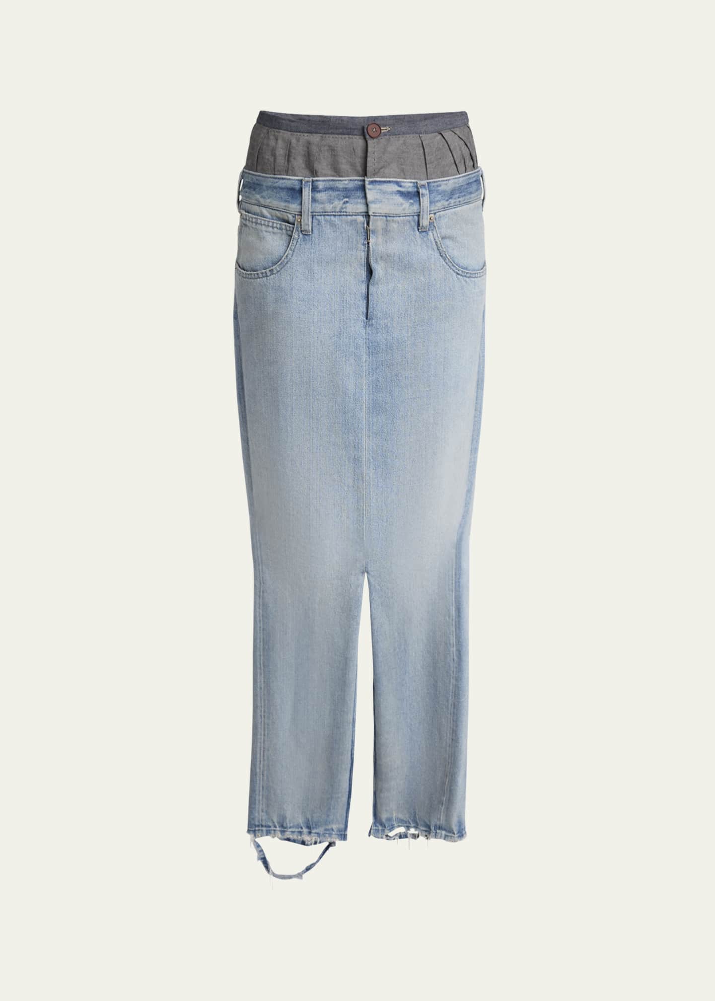 Maison Margiela Long Hybrid Denim Skirt Image 1 of 5