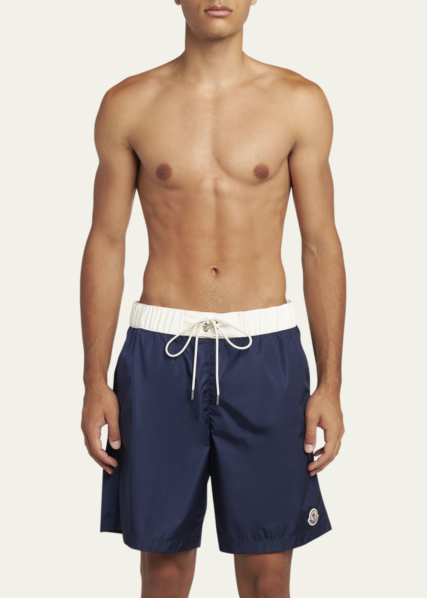 Moncler Men's Nylon Contrast-Band Swim Shorts Image 2 of 4