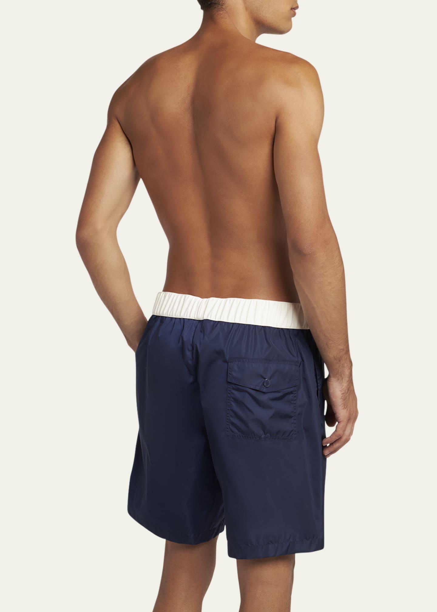 Moncler Men's Nylon Contrast-Band Swim Shorts Image 3 of 4