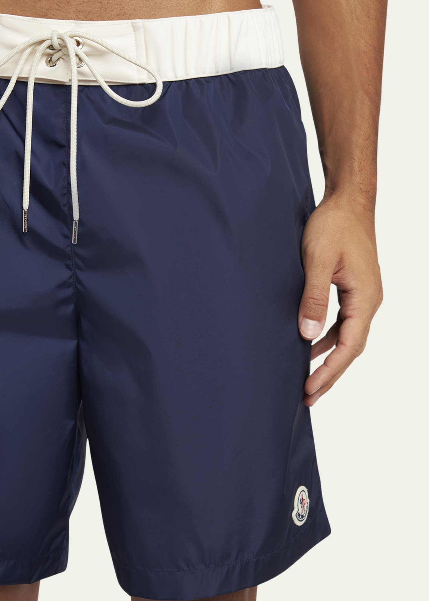 Moncler Men's Nylon Contrast-Band Swim Shorts Image 4 of 4
