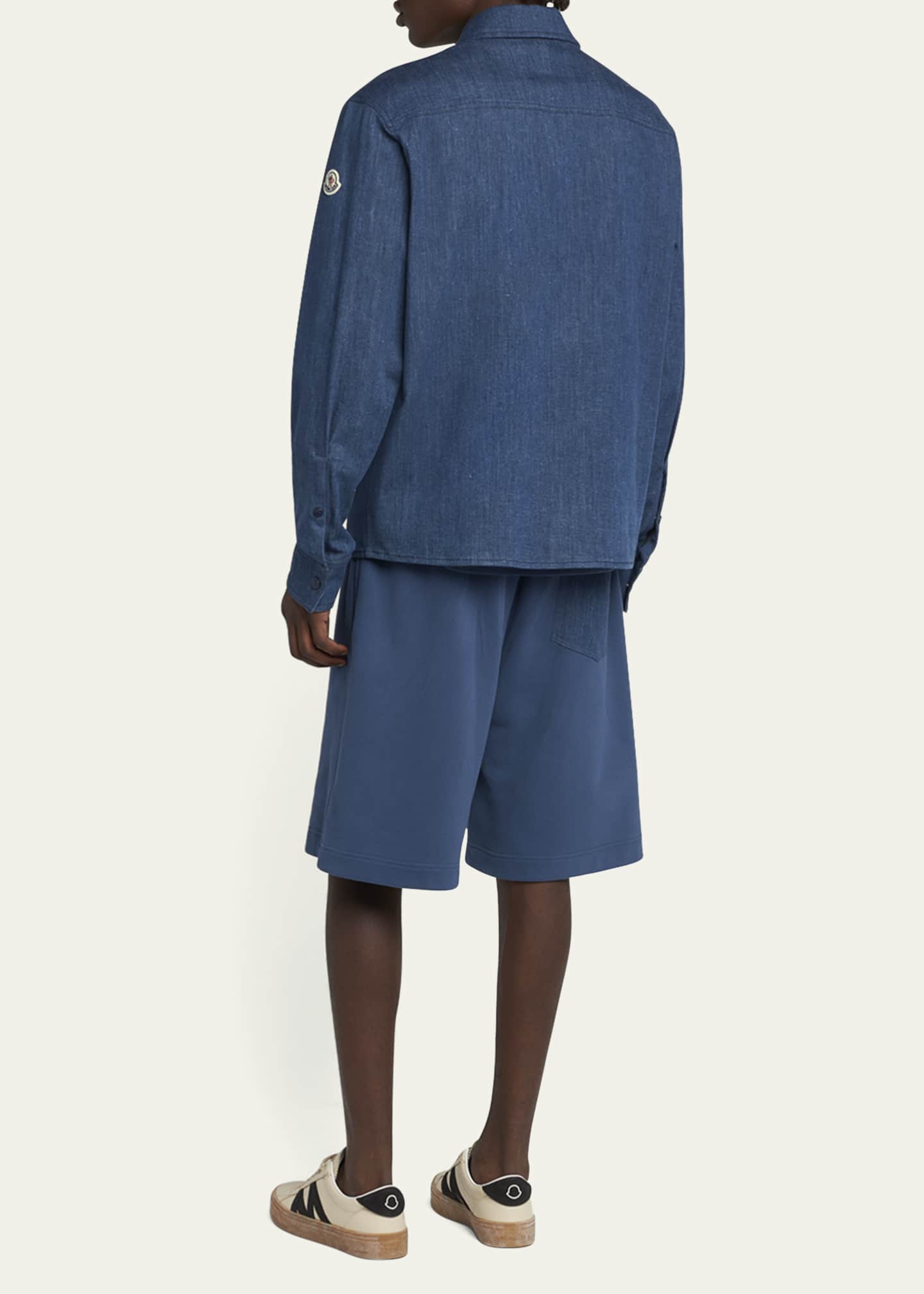 Moncler Men's Zip-Front Denim Overshirt Image 3 of 5