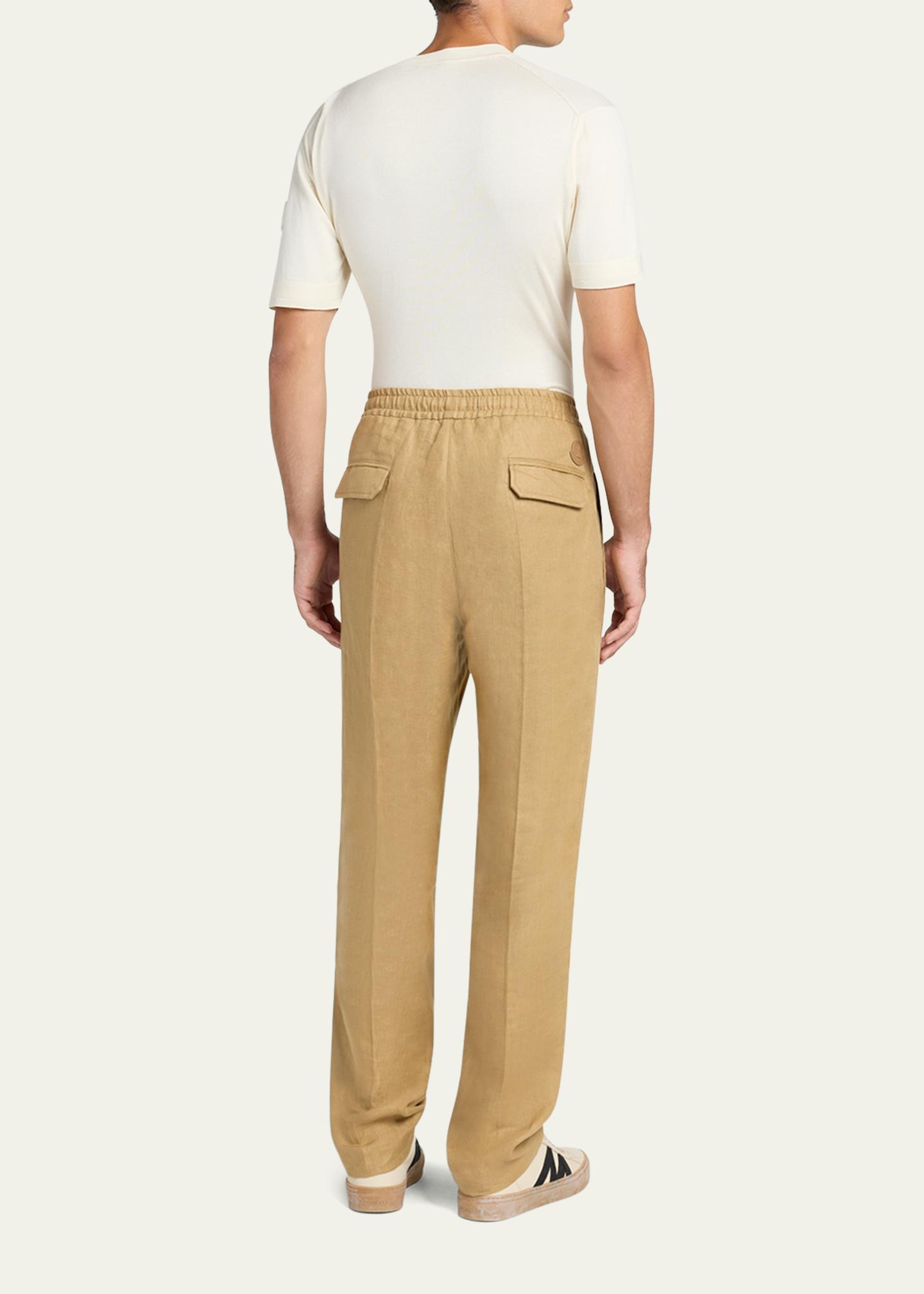 Moncler Men's Twill Linen Trousers - Bergdorf Goodman
