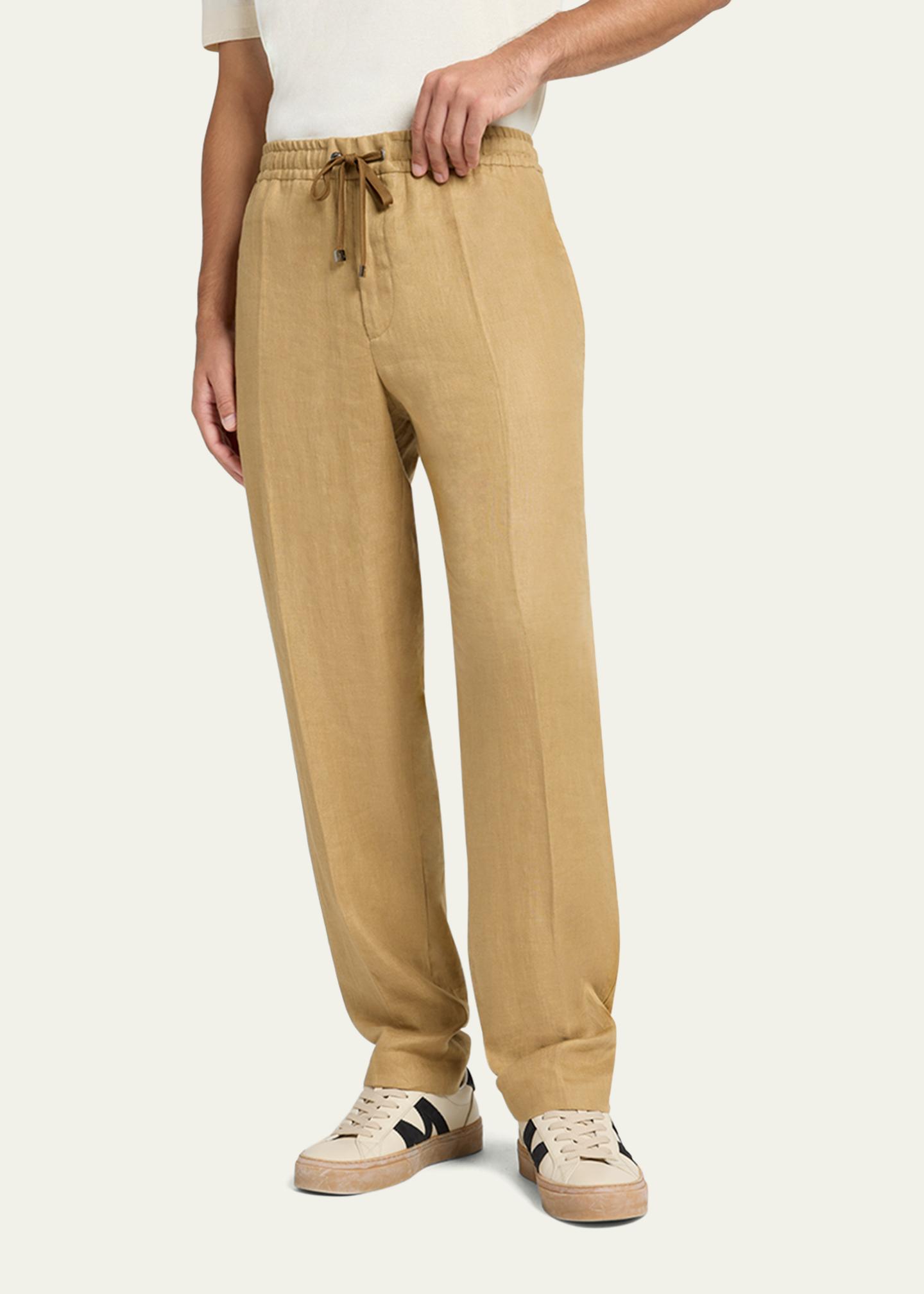 Moncler Men's Twill Linen Trousers - Bergdorf Goodman