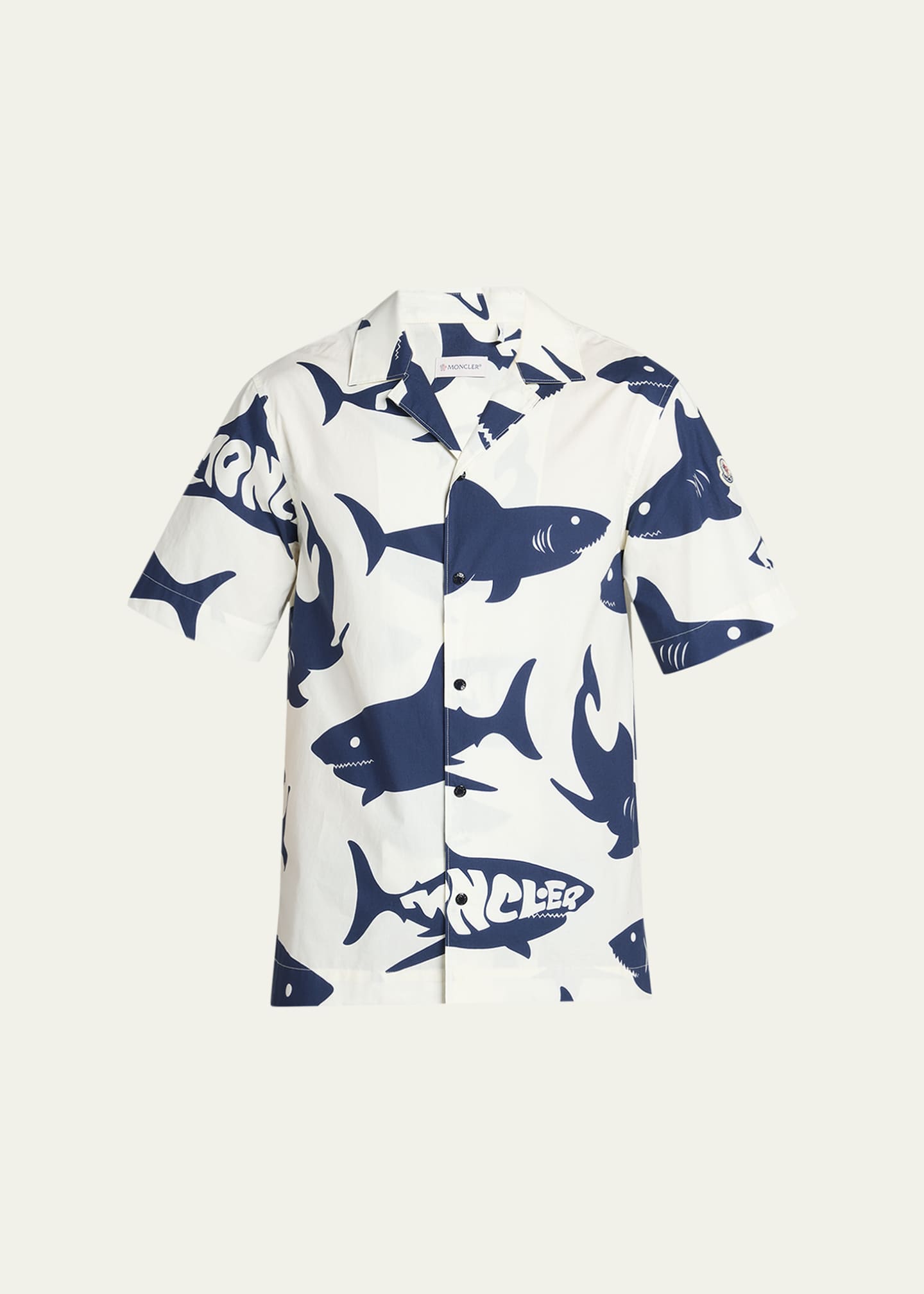 Moncler Men's Shark-Print Camp Shirt Image 1 of 5