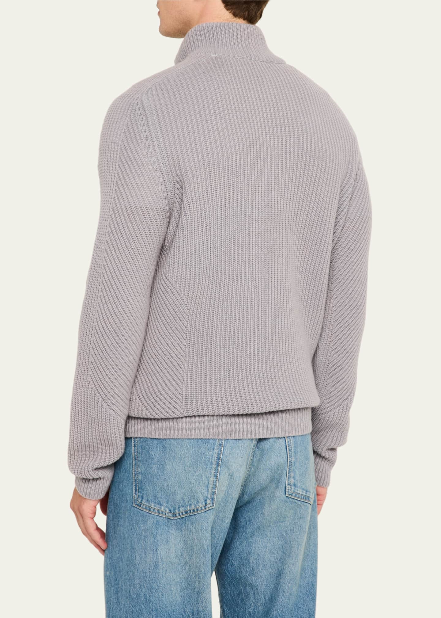 Iris Von Arnim Men's Redon Stonewashed Cashmere Half-Zip Sweater Image 3 of 5