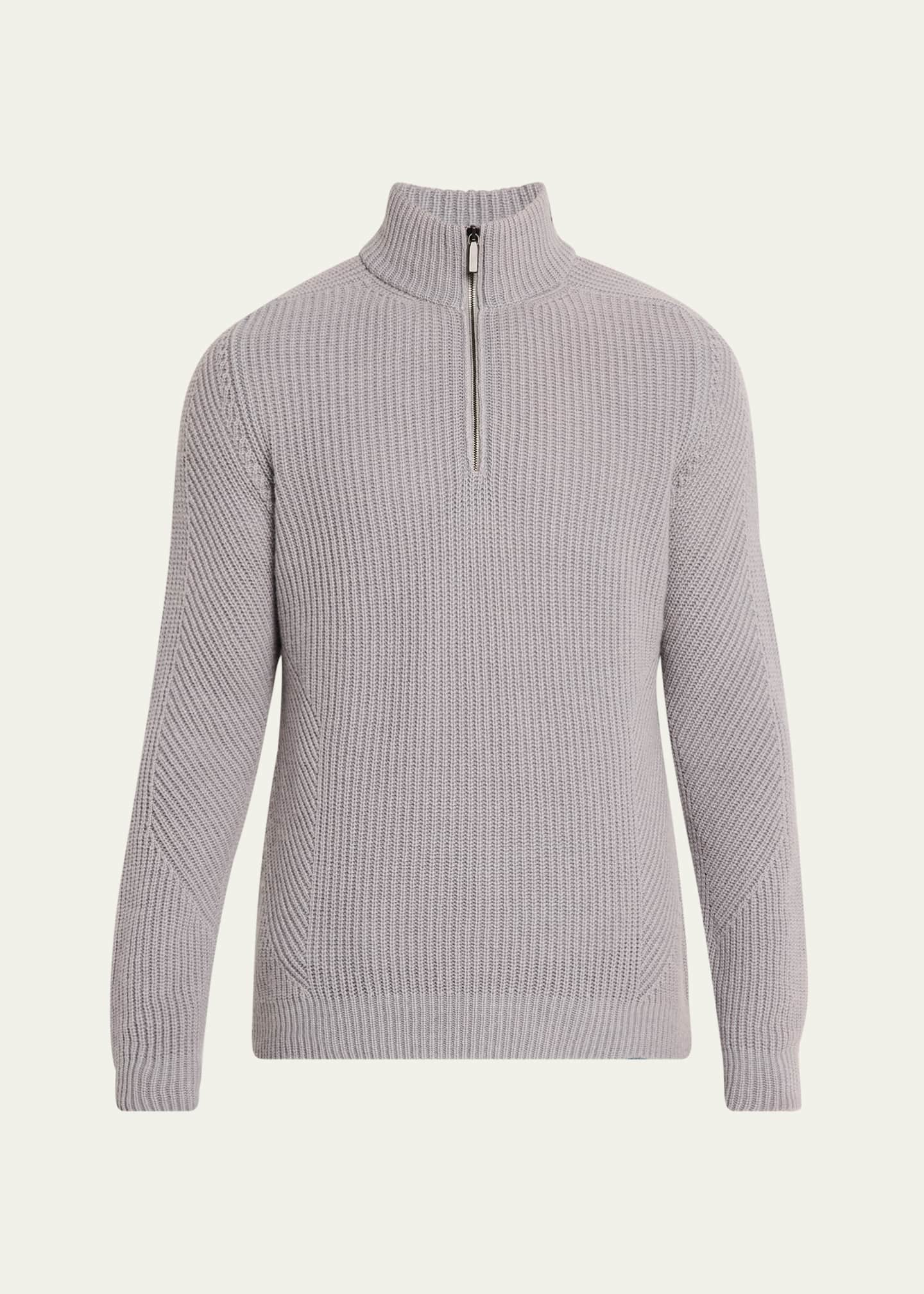 Iris Von Arnim Men's Redon Stonewashed Cashmere Half-Zip Sweater Image 1 of 5